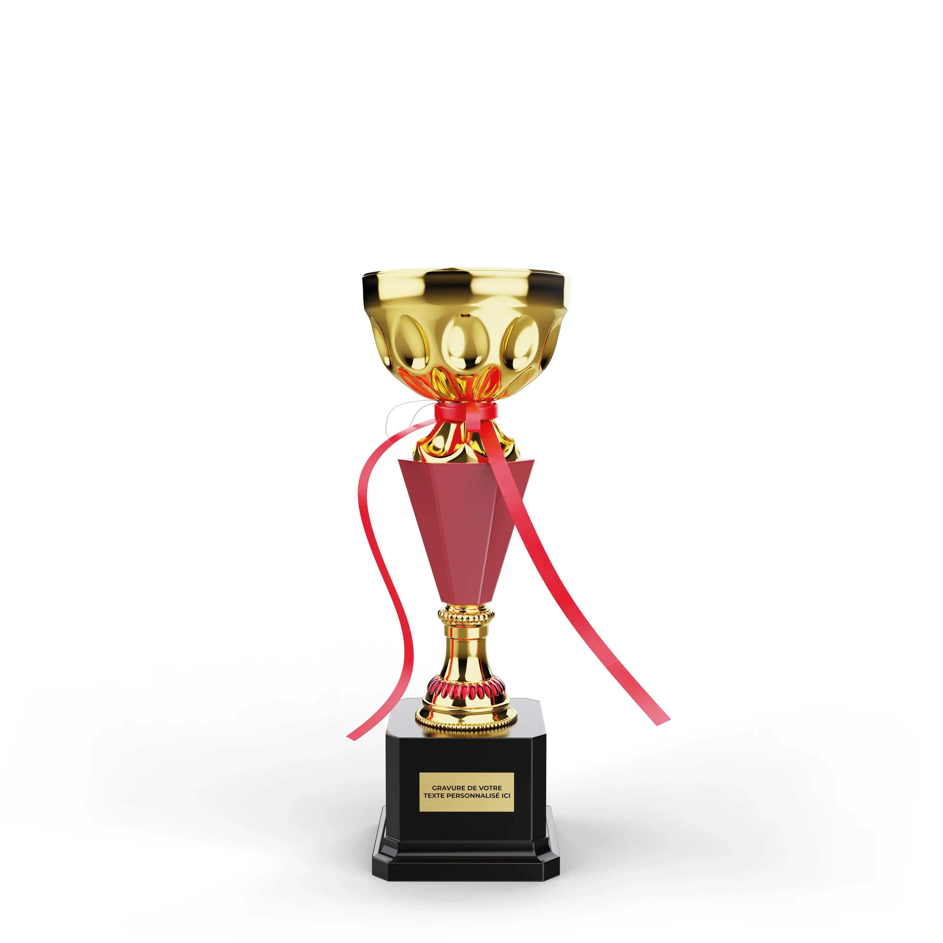 coupe en métal or et rouge