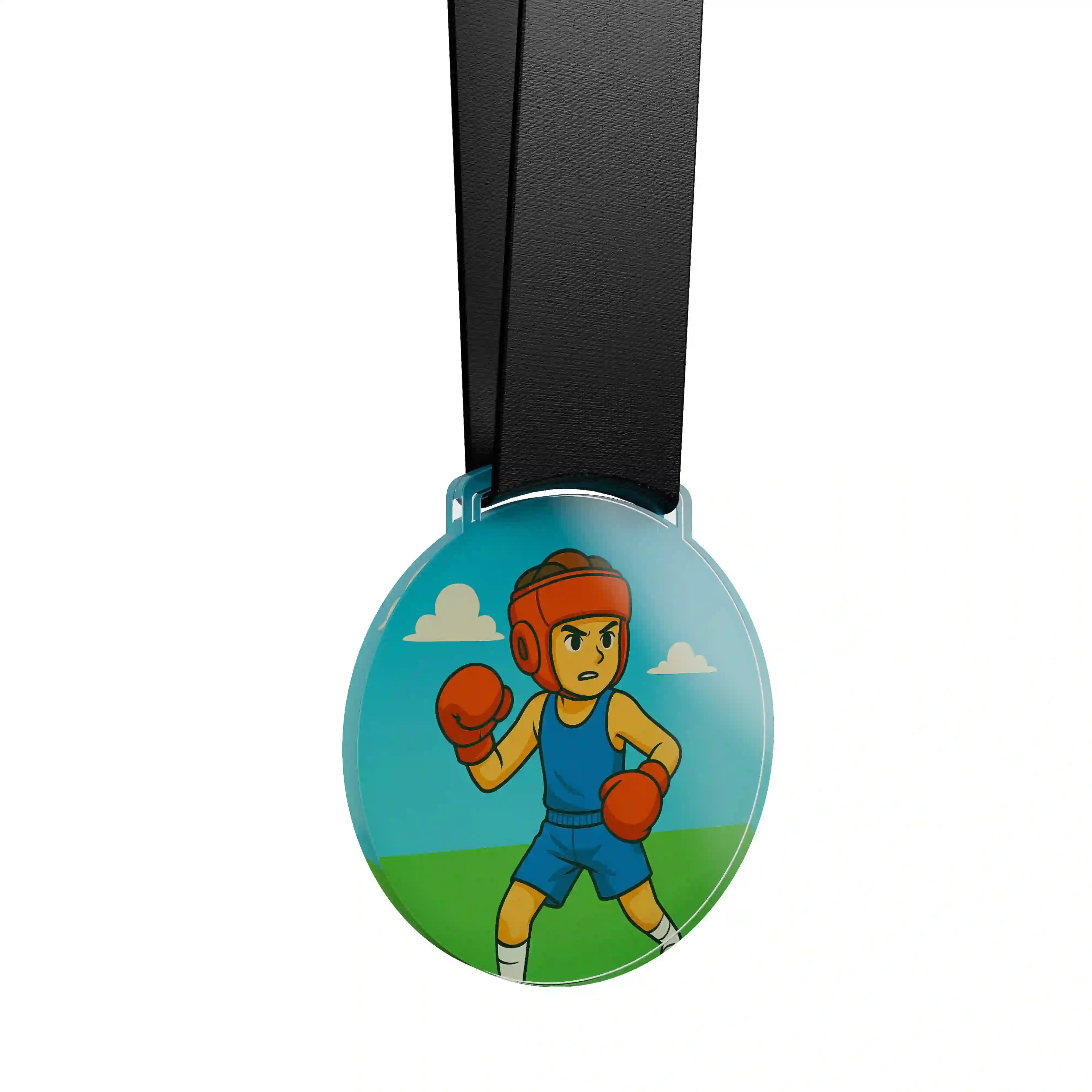 médaille acrylique d'un jeune boxeur