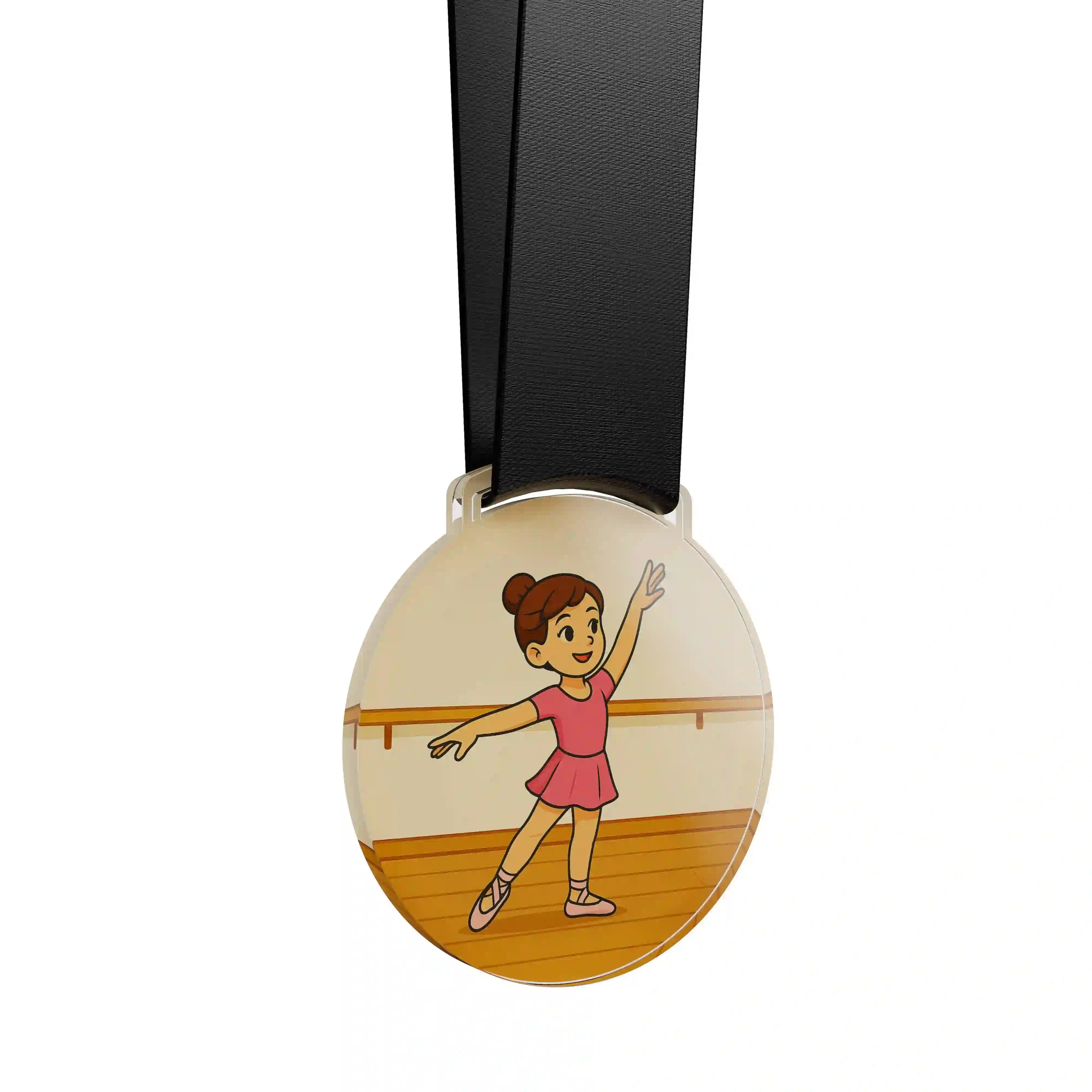 médaille acrylique d'une jeune fille faisant de la danse classique