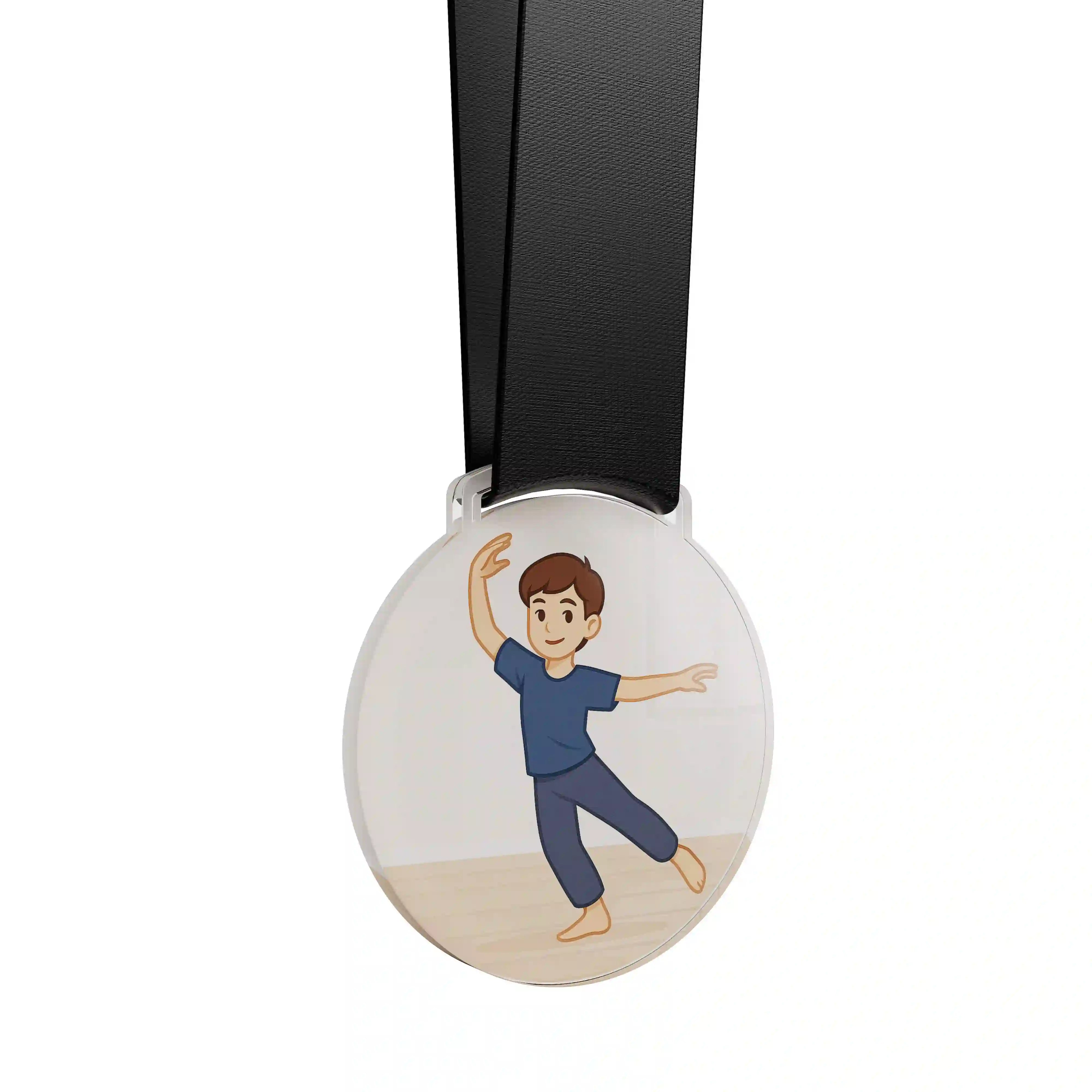 médaille acrylique d'un jeune garçon faisant de la danse contemporaine