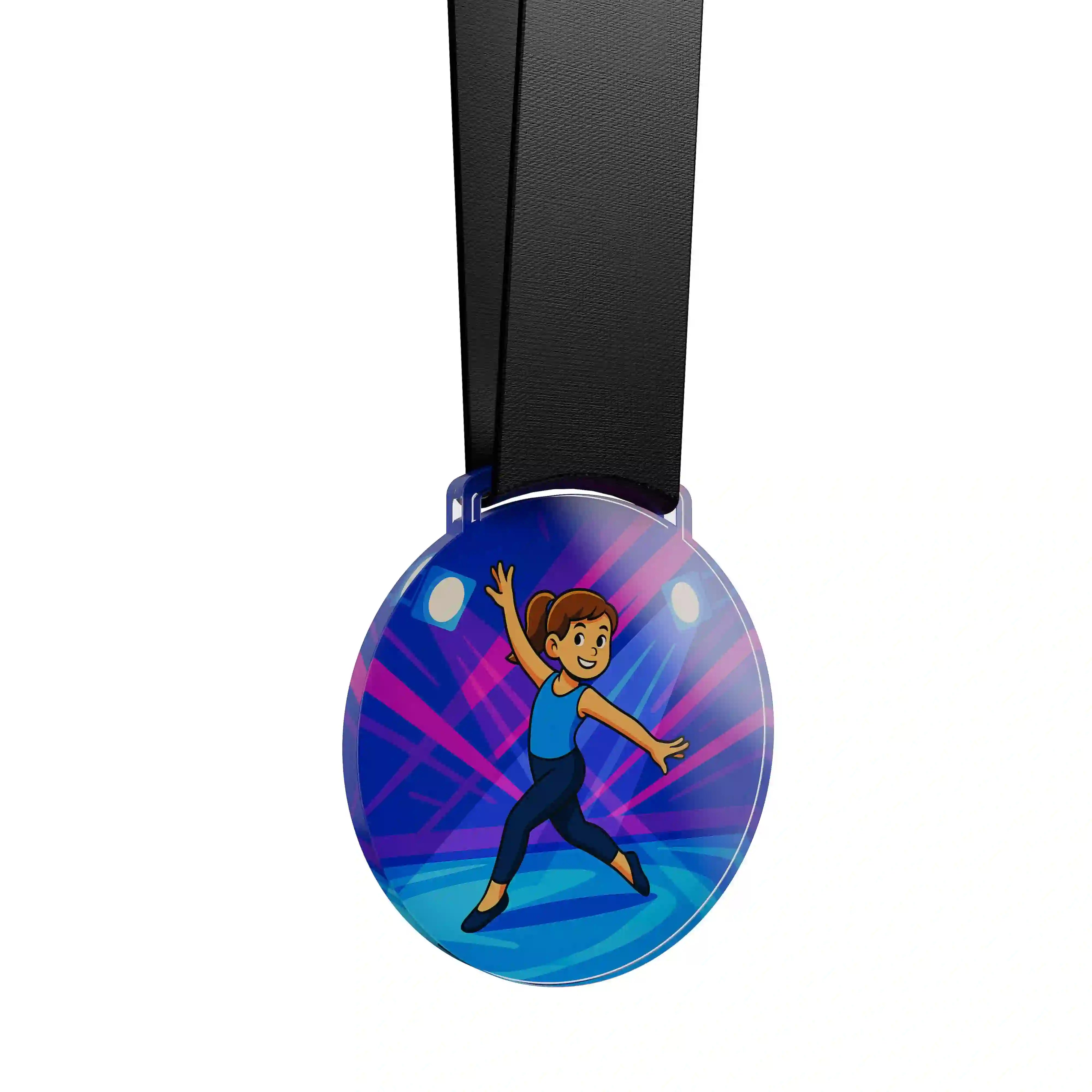 médaille acrylique d'une jeune fille faisant de la danse jazz