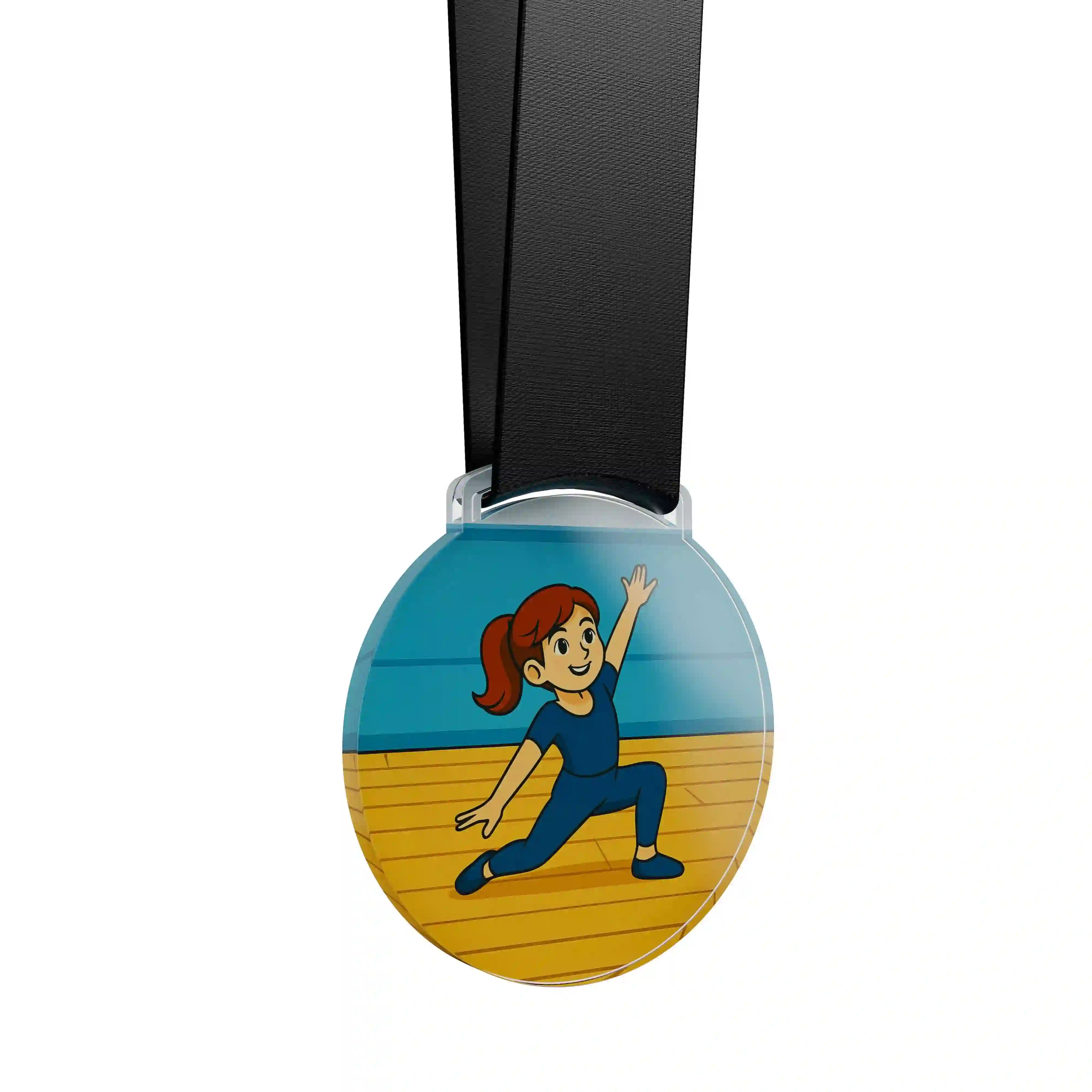 médaille acrylique d'une jeune fille faisant de la danse moderne