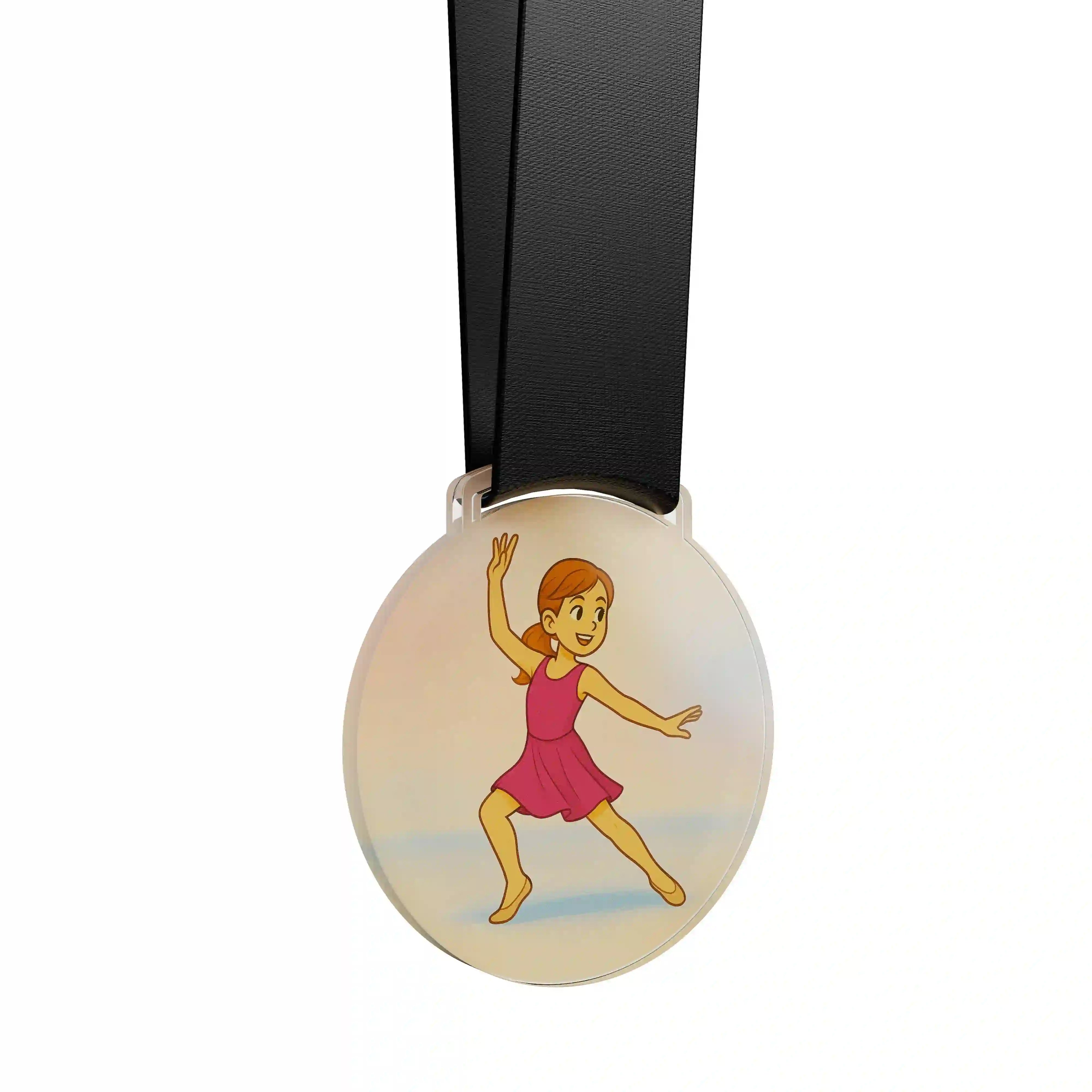 médaille acrylique d'une jeune fille faisant de la danse moderne