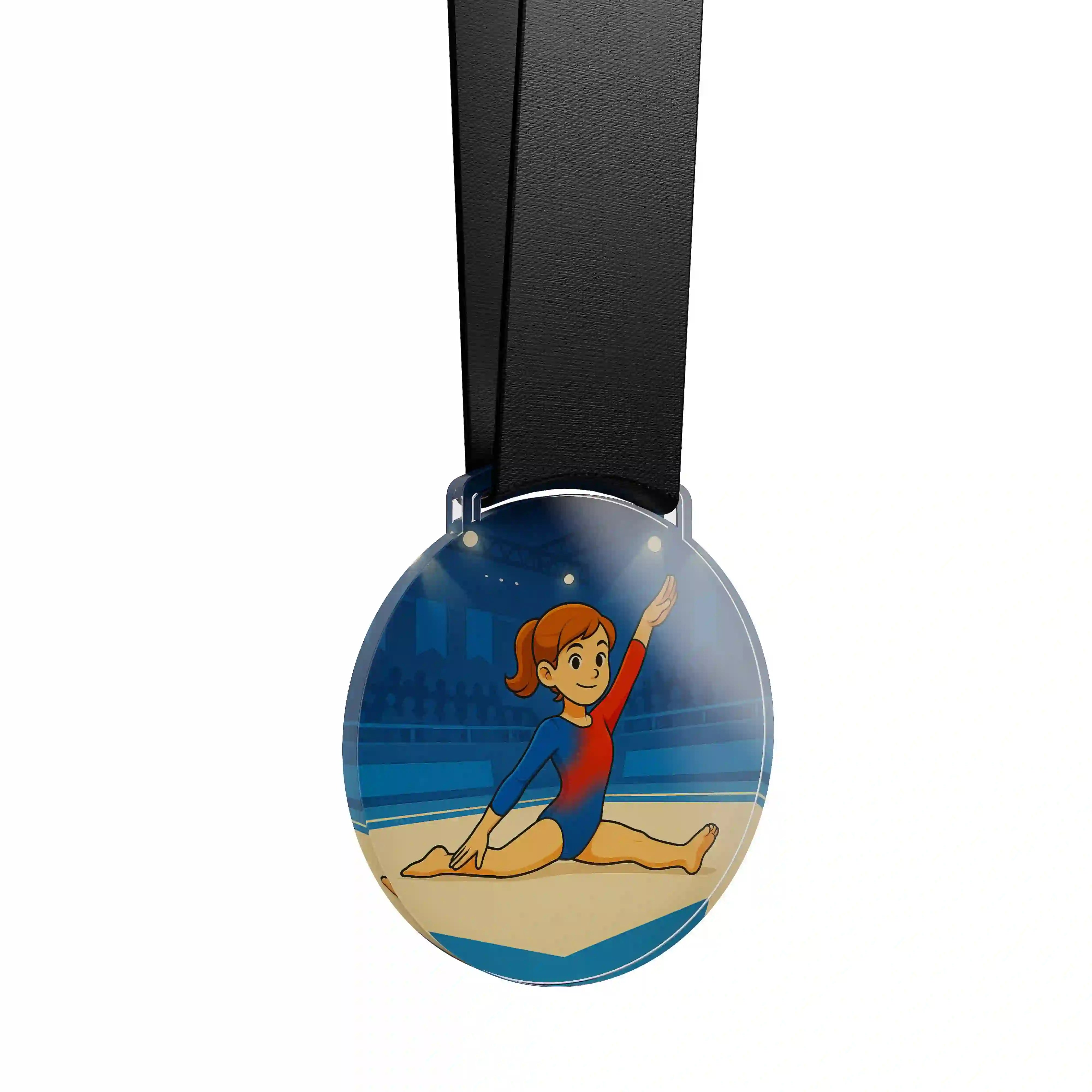 médaille acrylique d'une jeune fille faisant de la gymnastique