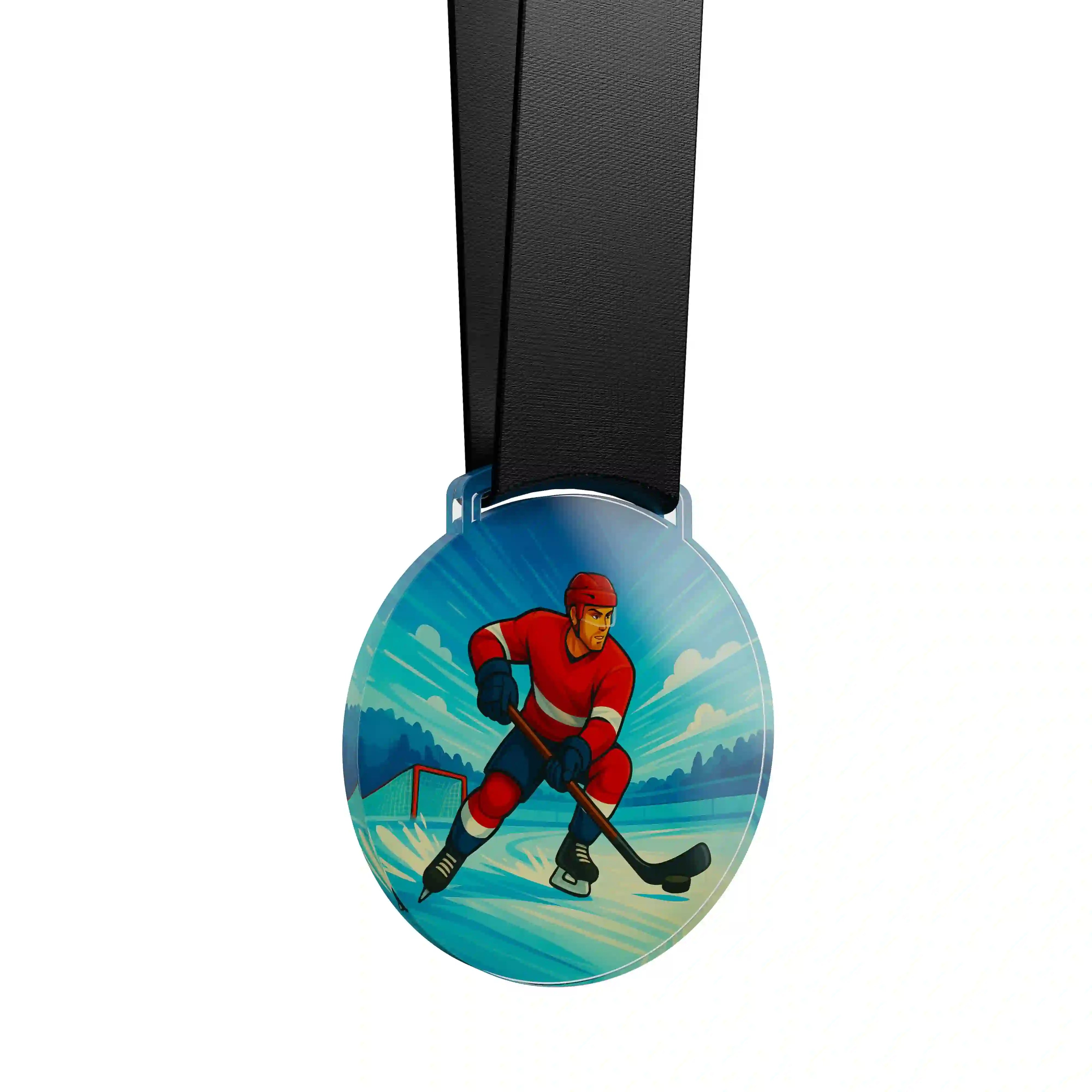médaille acrylique d'un homme faisait du hockey sur glace