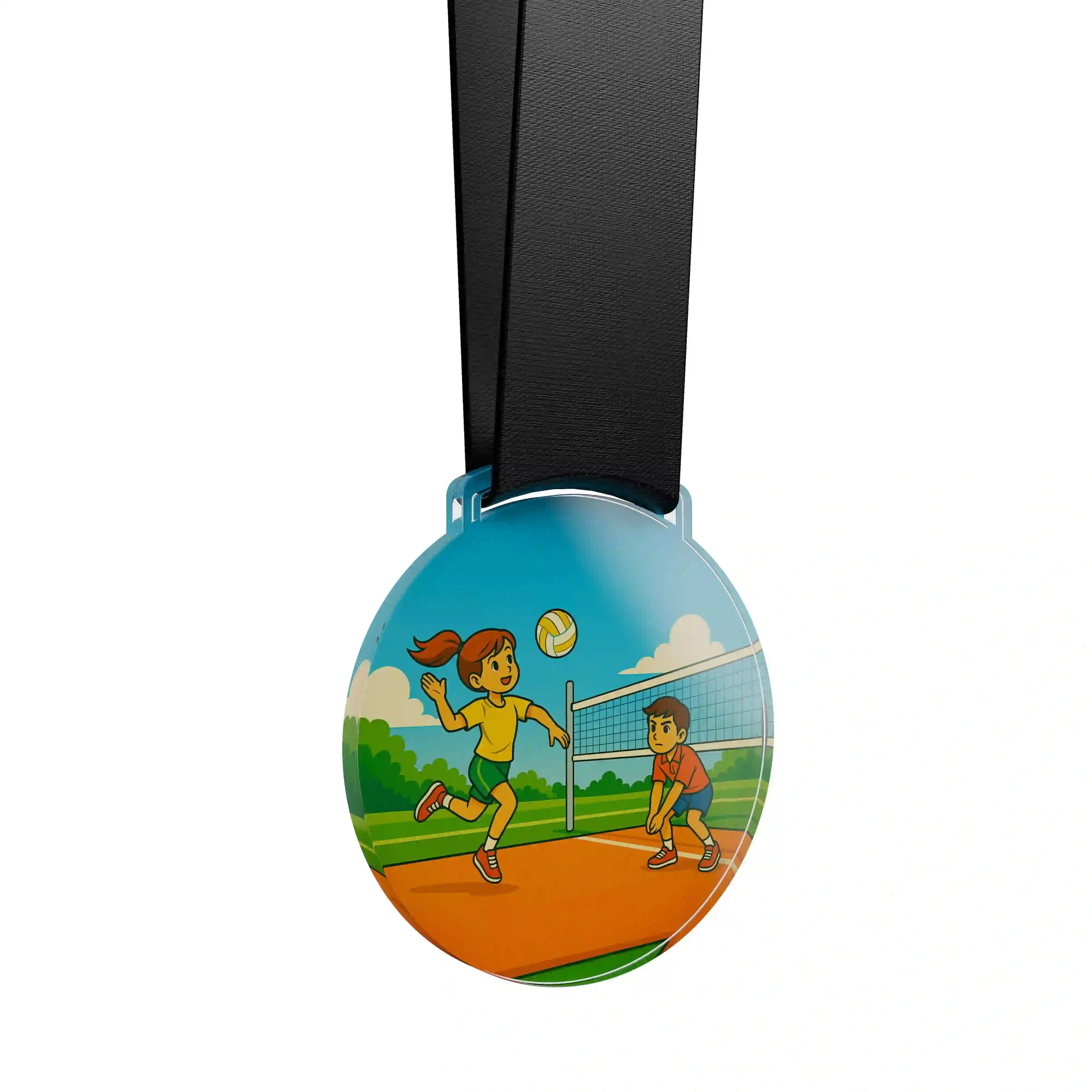 médaille acrylique d'enfants faisant du volley
