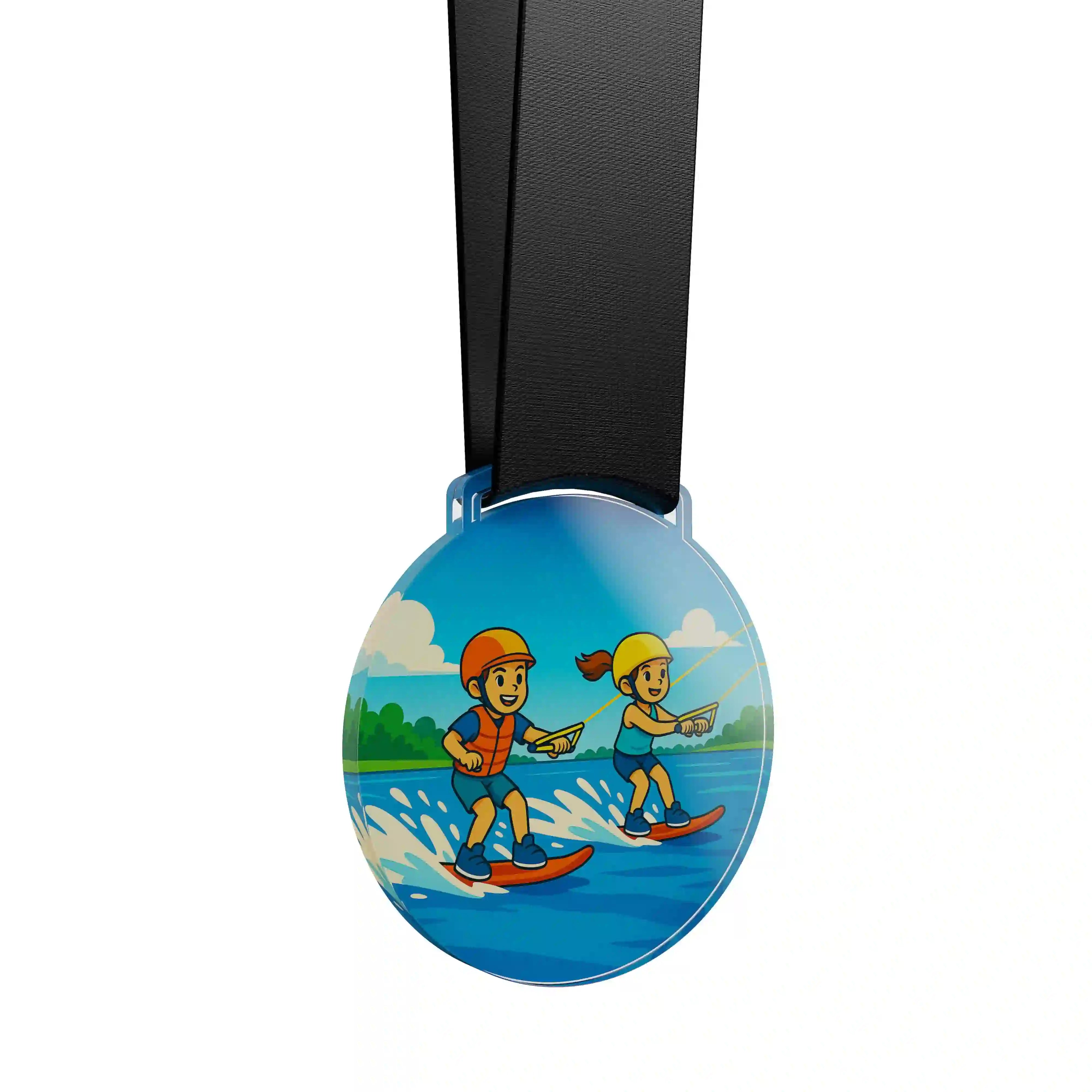 médaille acrylique d'enfants faisant du wakeboard