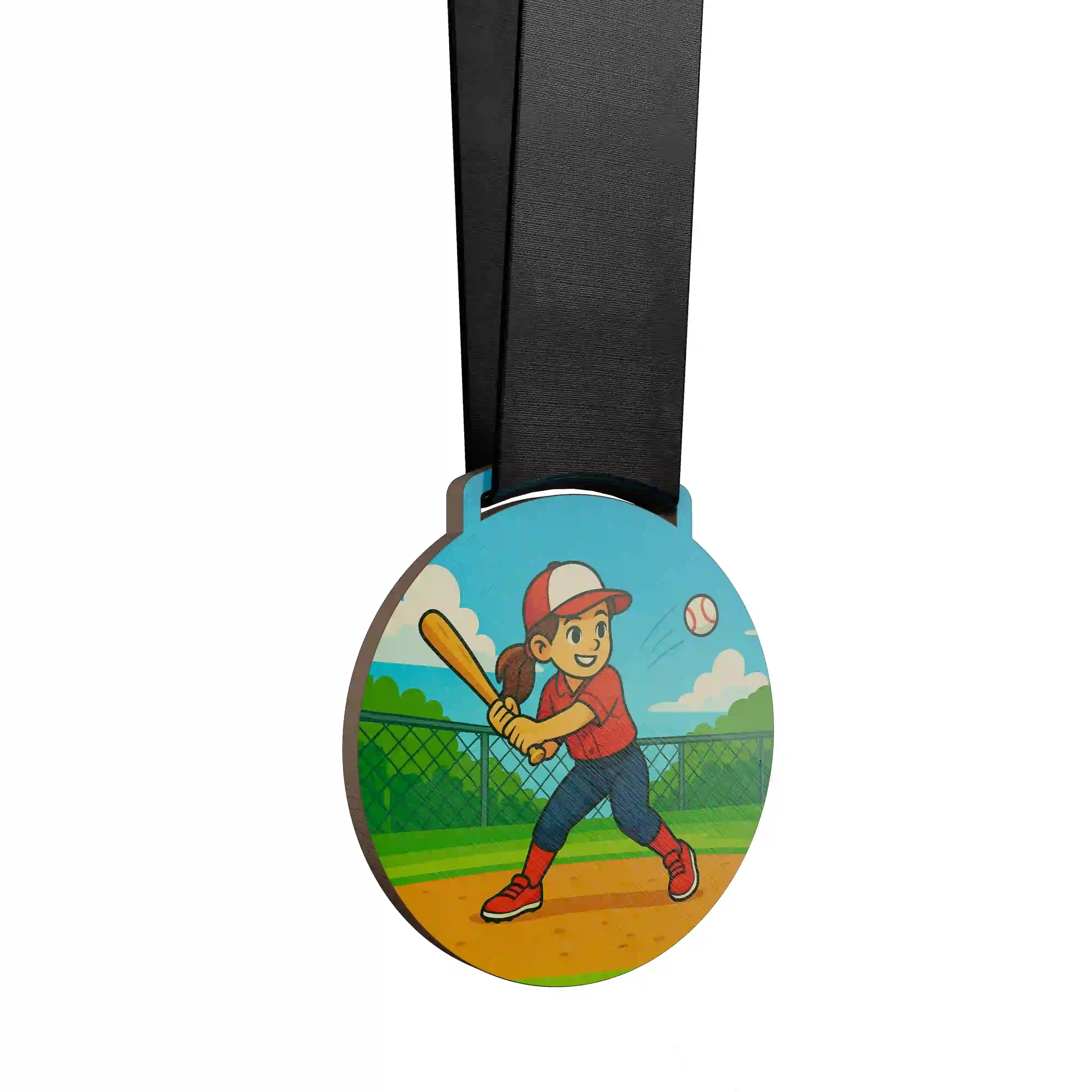 médaille d'une fille faisant du baseball