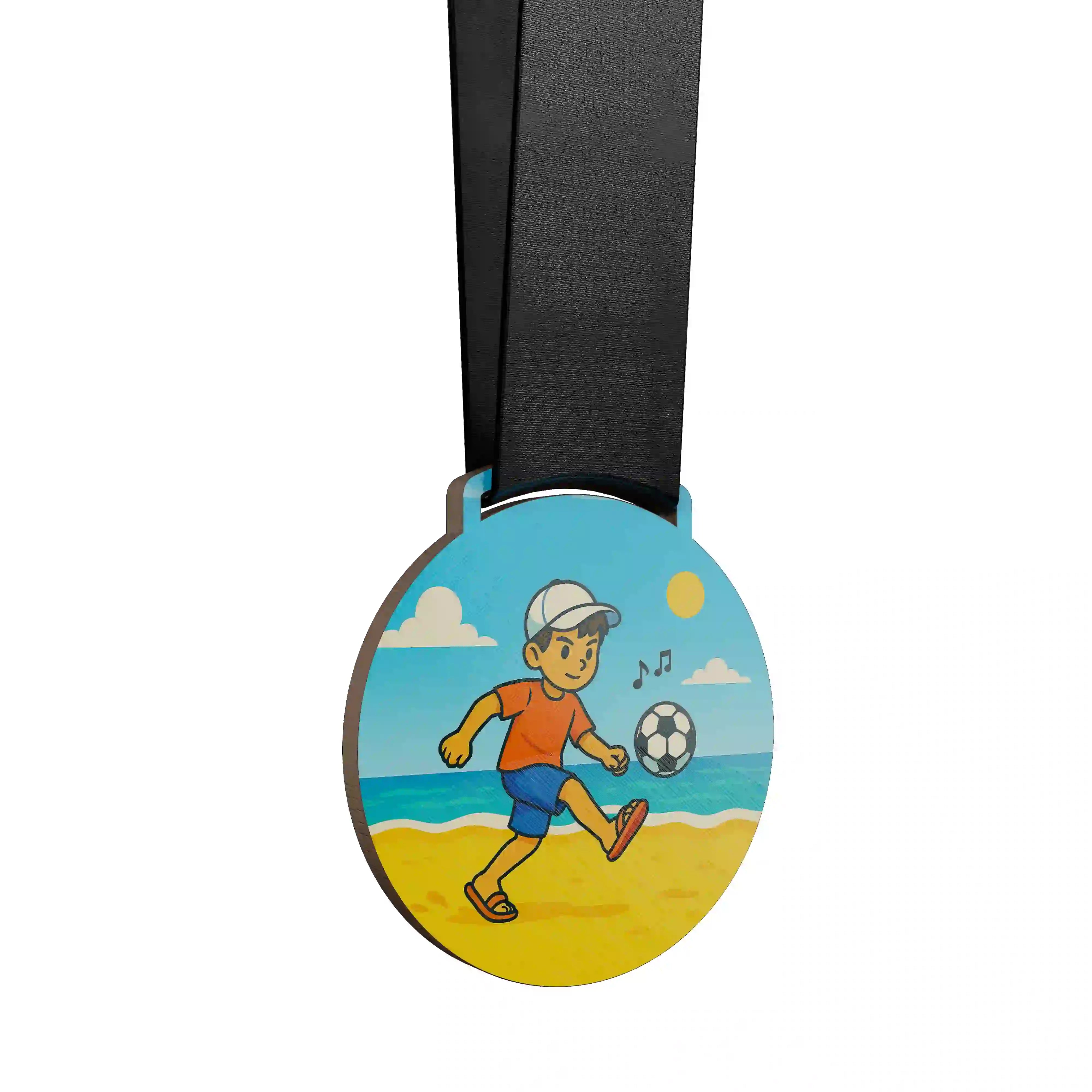 médaille d'un jeune garçon jouant au beach soccer