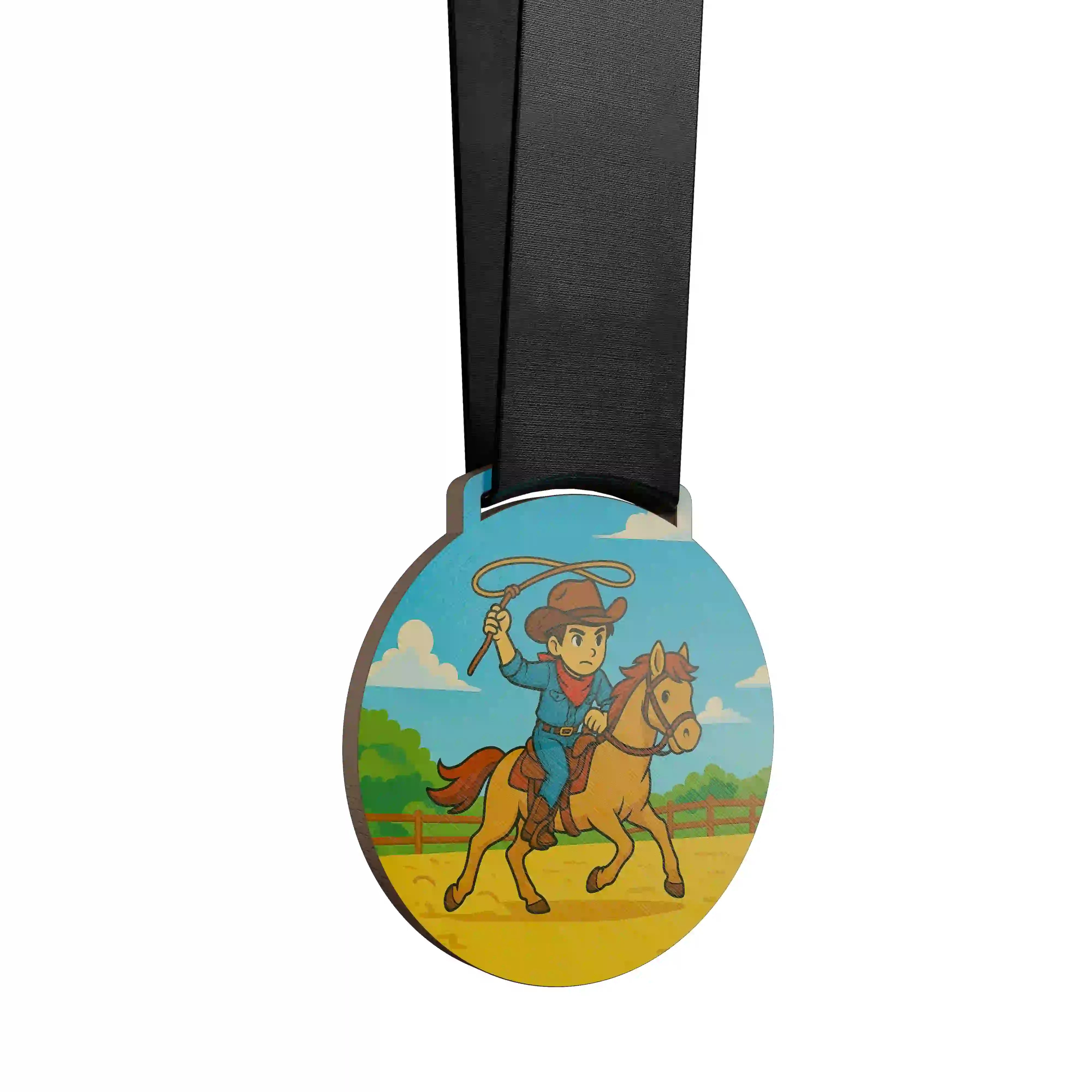 Jeune cavalier western brandissant un lasso.