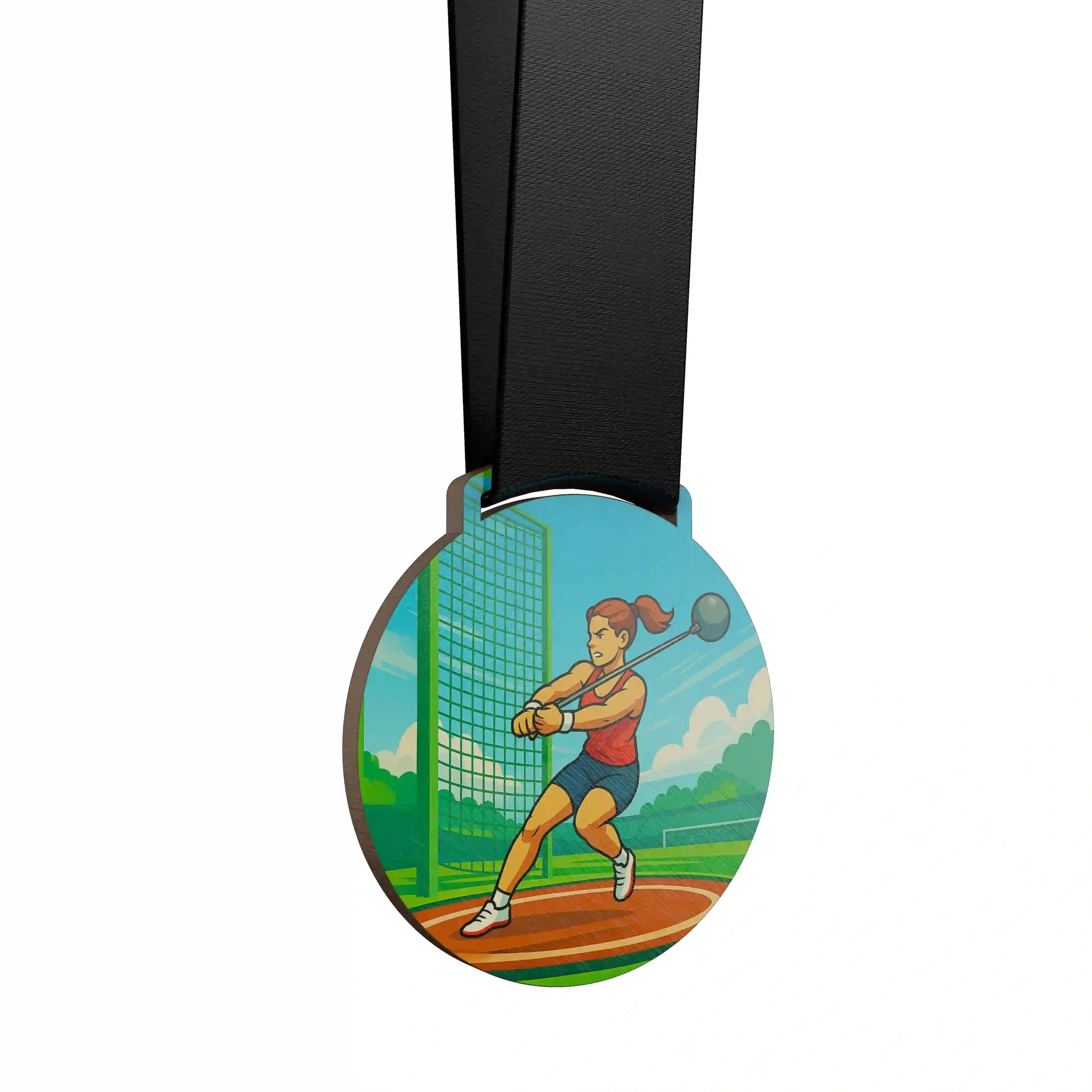 médaille d'une femme faisant du lancer du marteau