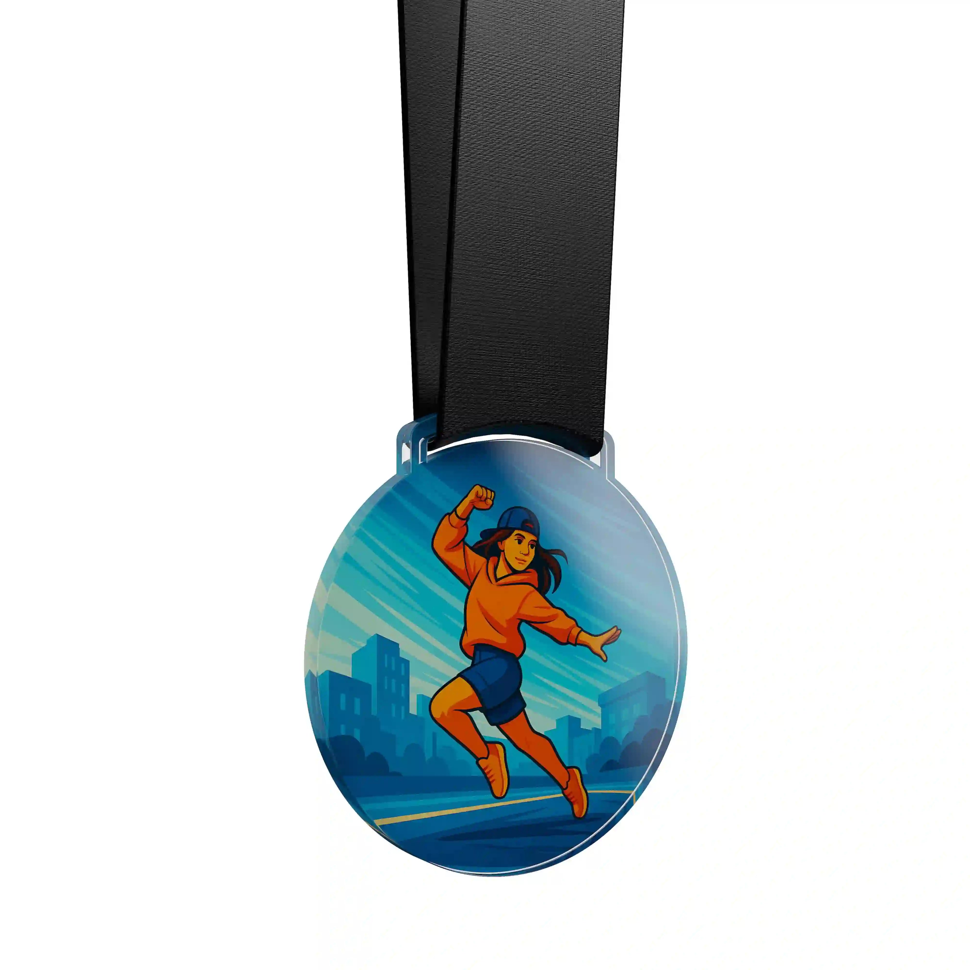 médaille en acrylique d'une danseuse de hip hop