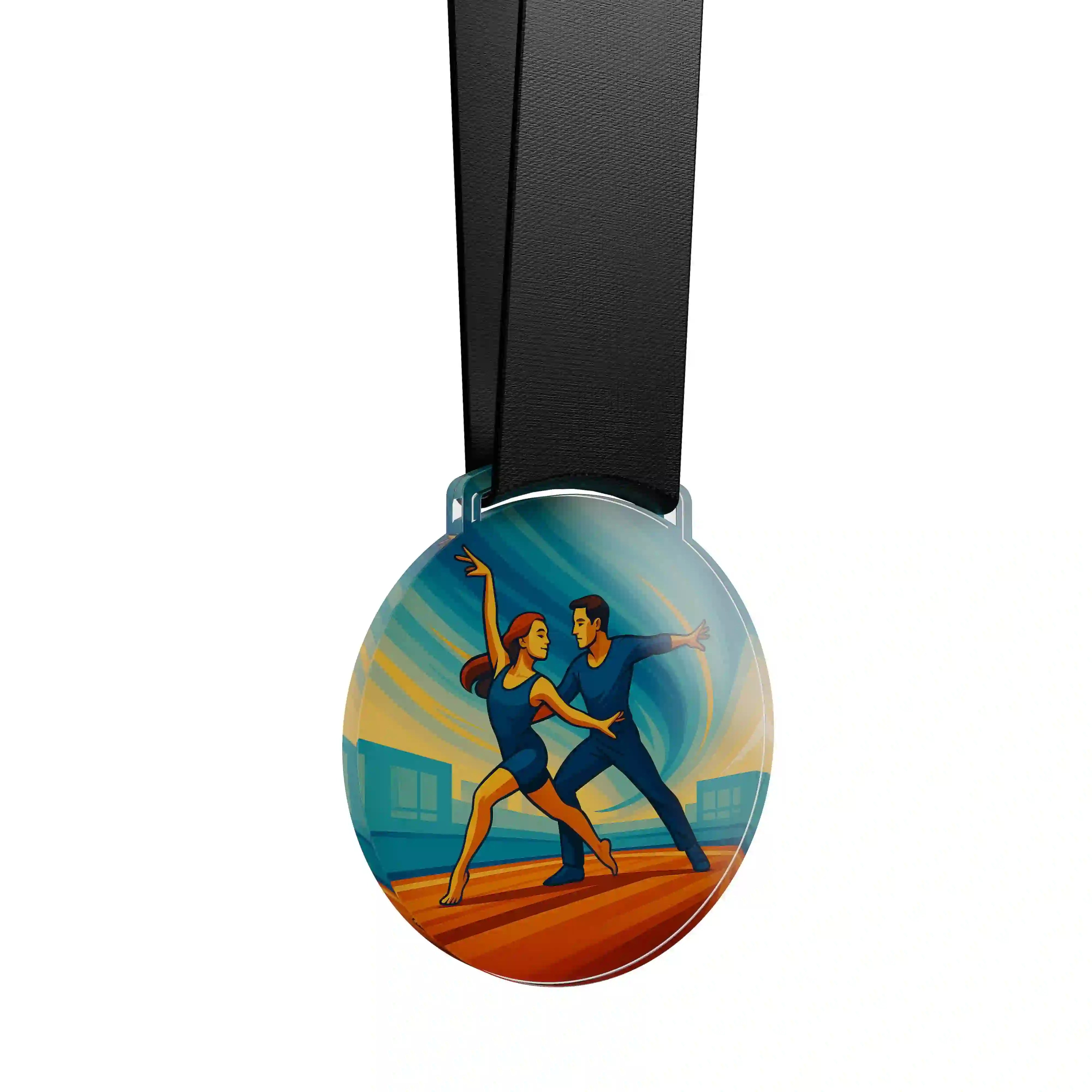 médaille en acrylique d'un couple de danseurs de moderne