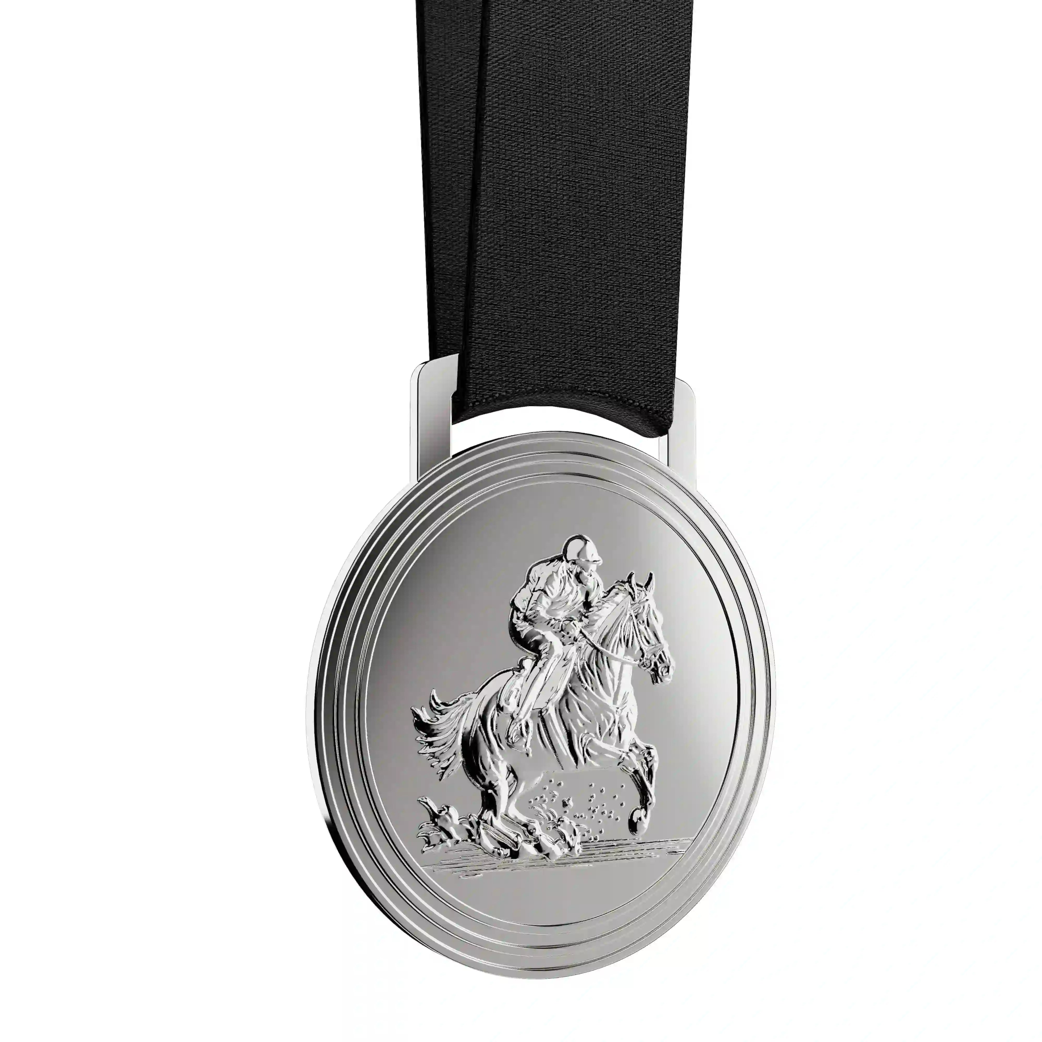 médaille argent représentant l'équitation