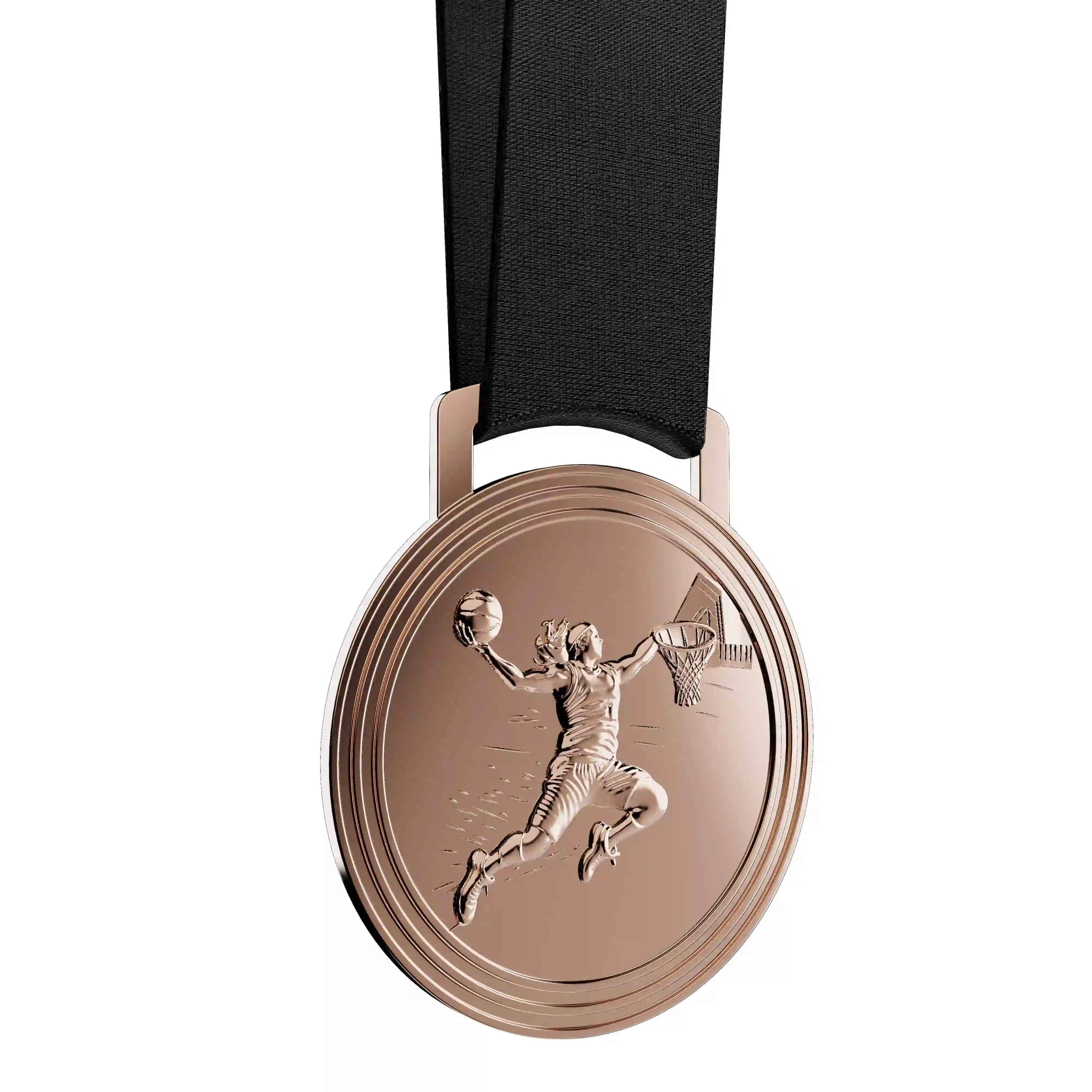 médaille bronze d'une joueuse de basketball mettant un panier