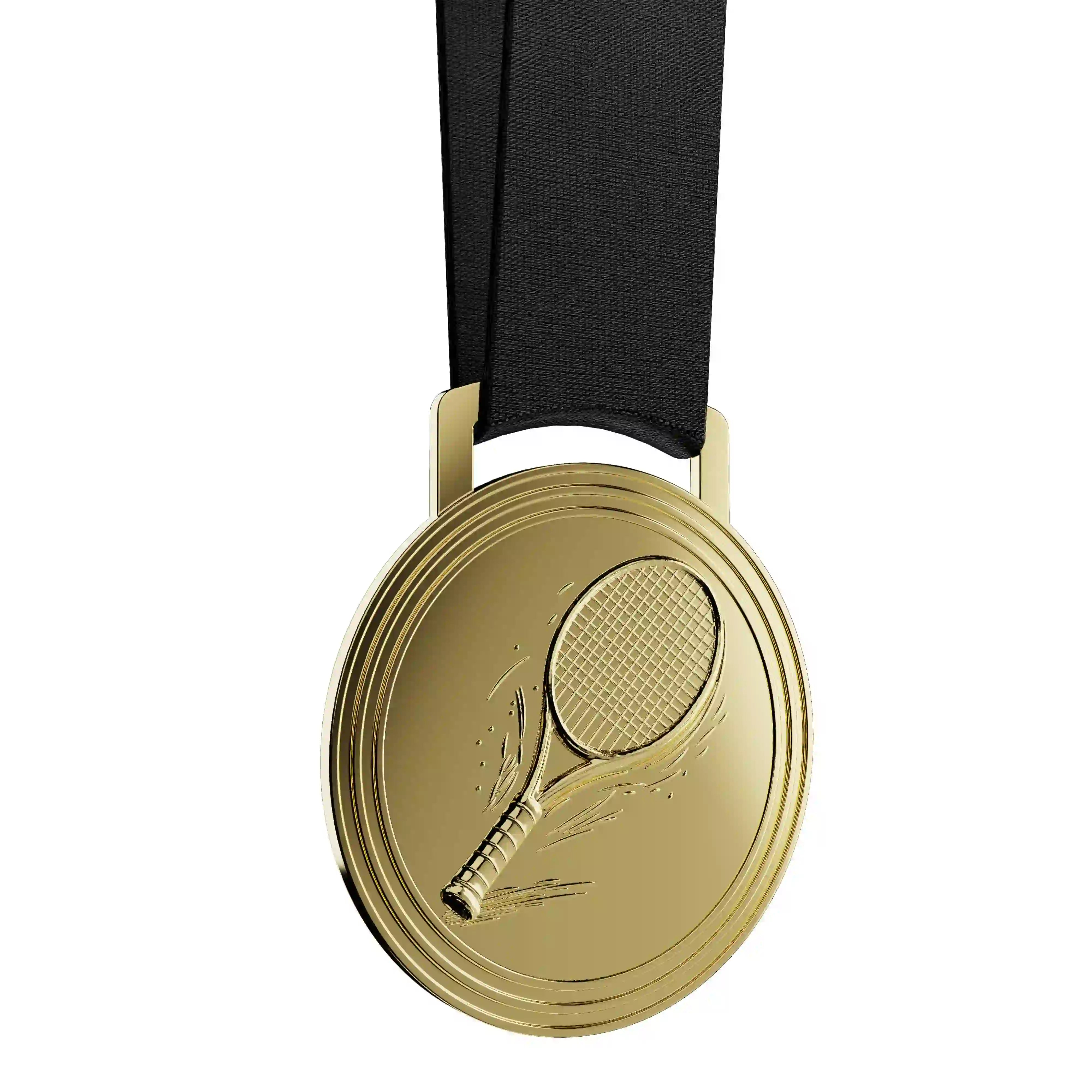 médaille en or d'une raquette de tennis