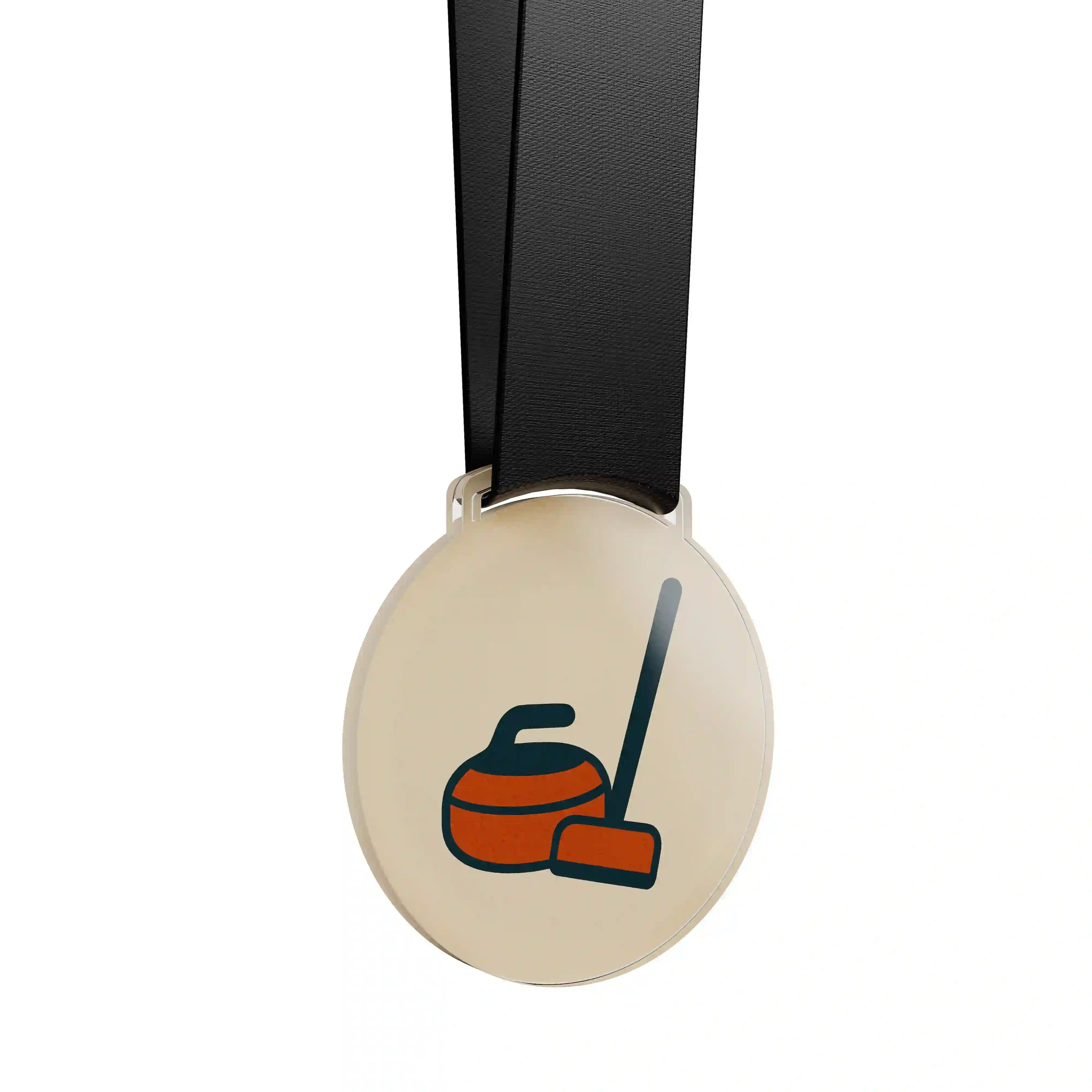 médaille acrylique représentant le curling