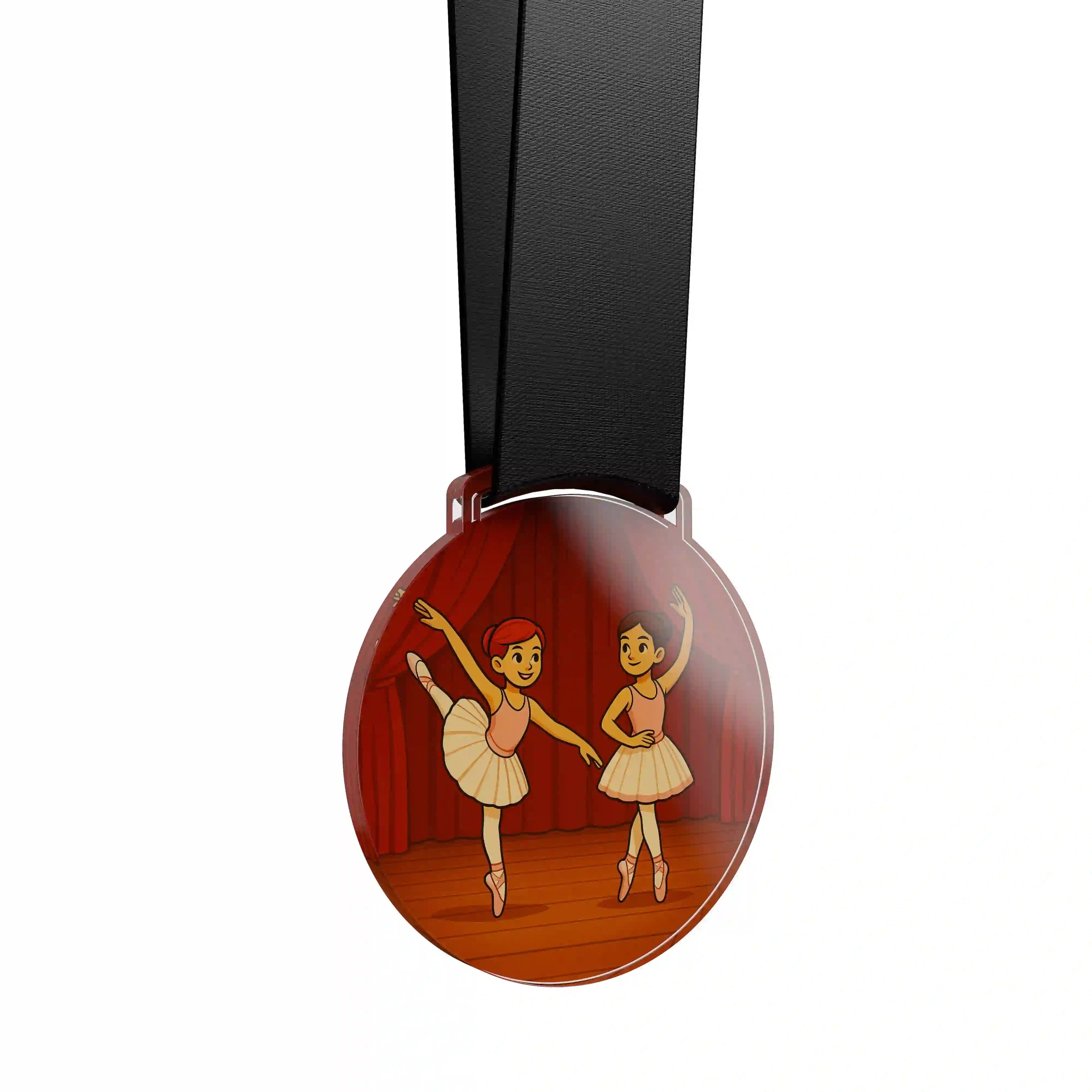 médaille acrylique d'un duo de jeune fille faisant de la danse classique