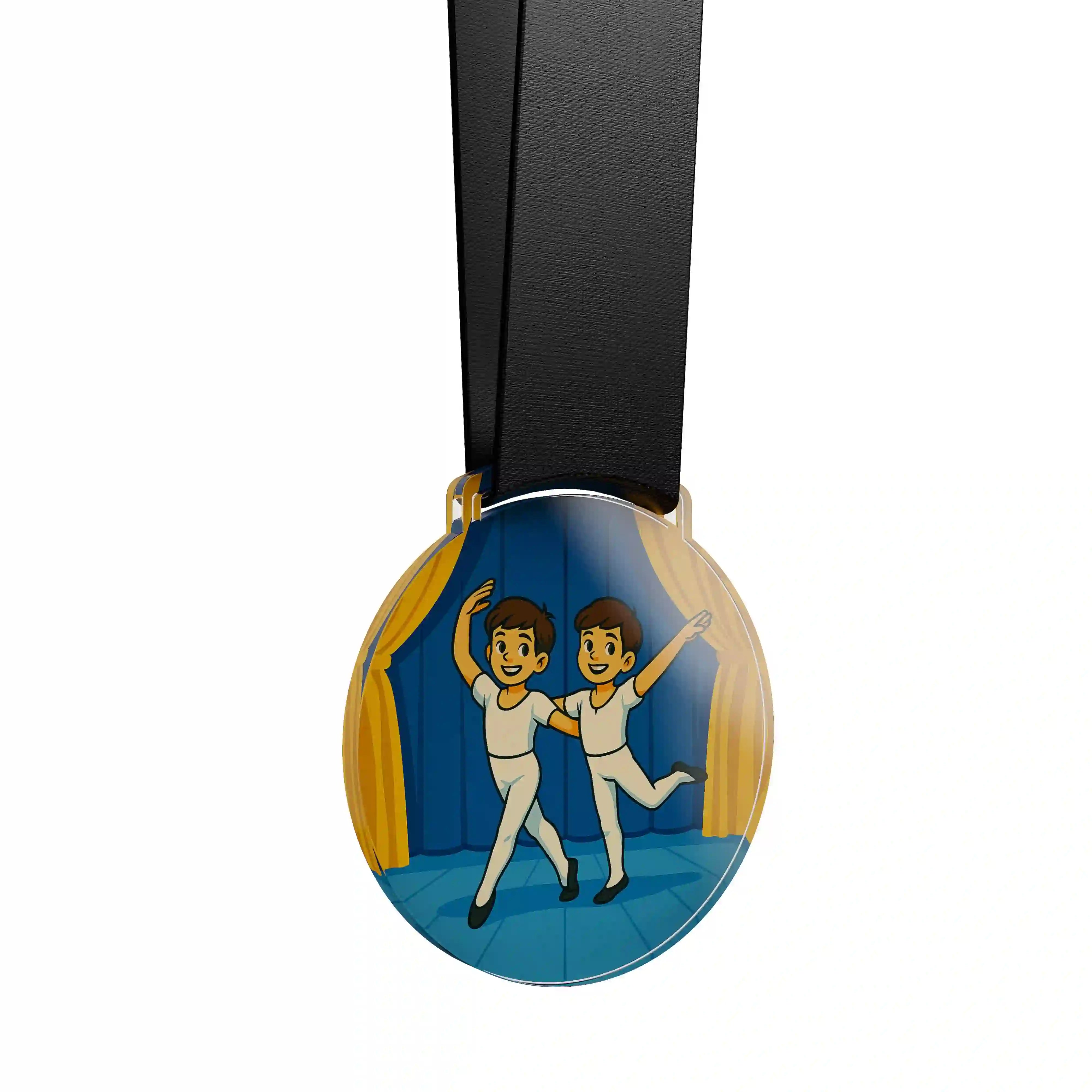 médaille acrylique d'un duo de jeune garçon faisant de la danse classique
