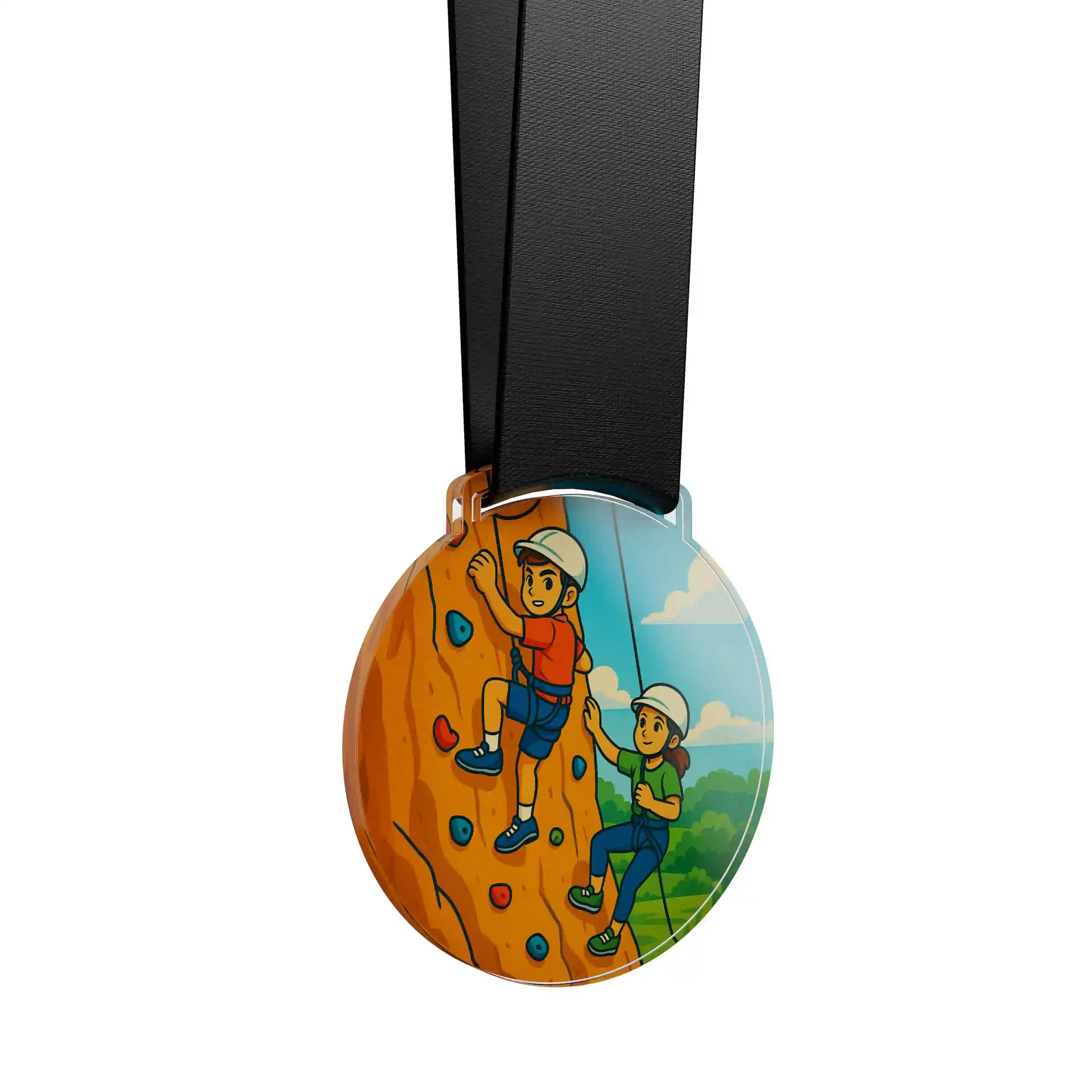 médaille acrylique d'enfants faisant de l'escalade