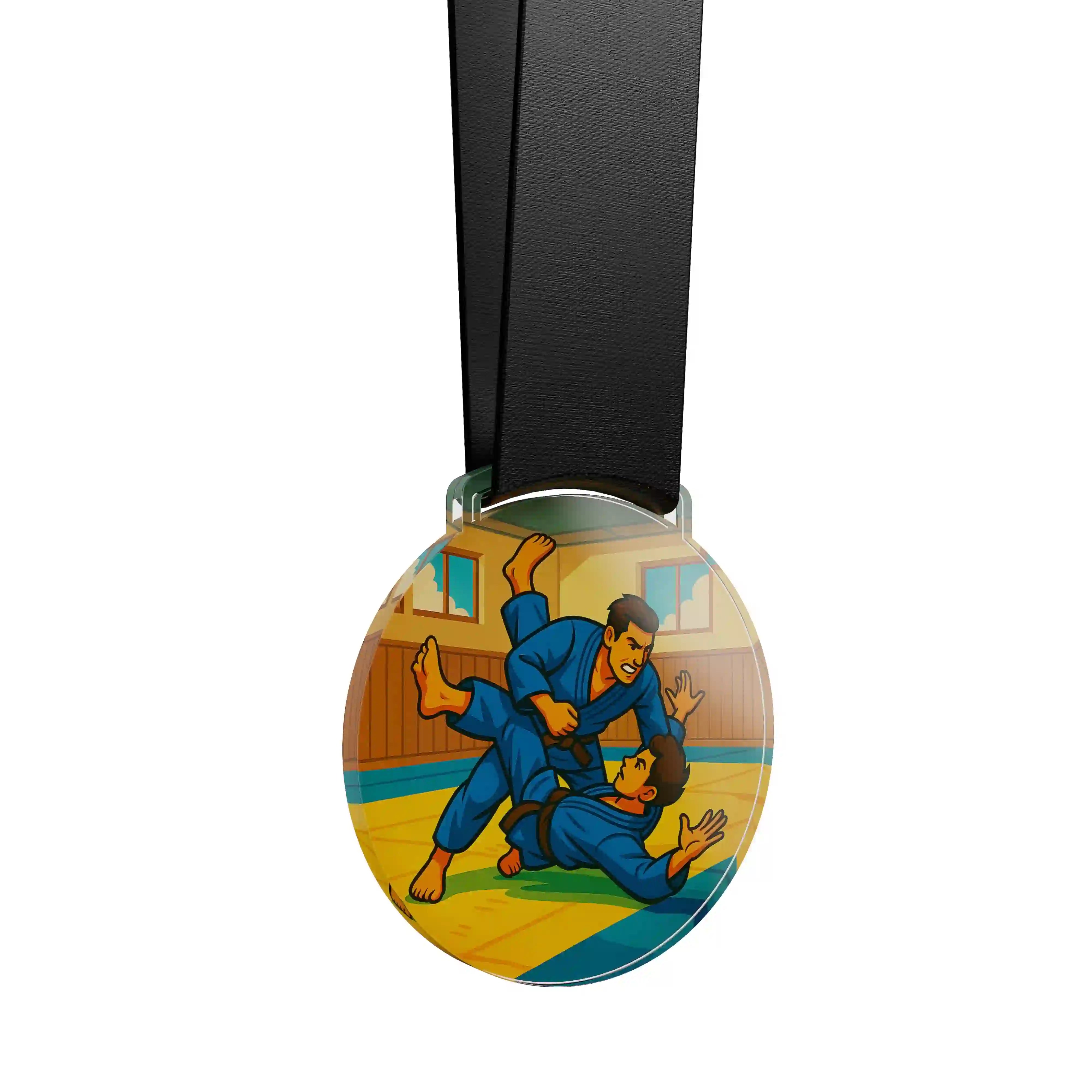 médaille acrylique d'hommes faisant du judo 