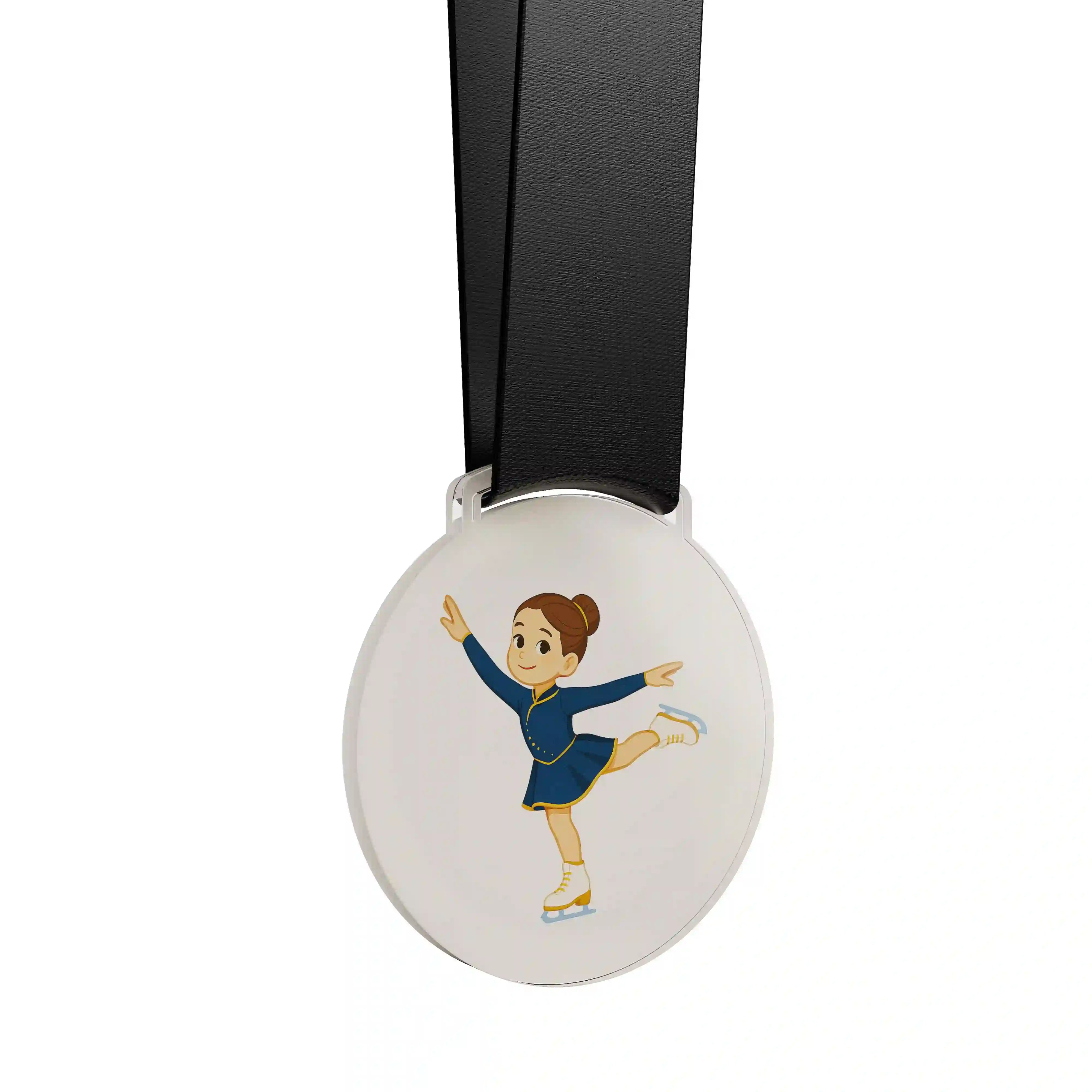 médaille acrylique d'une jeune fille faisant du patinage  artistique 