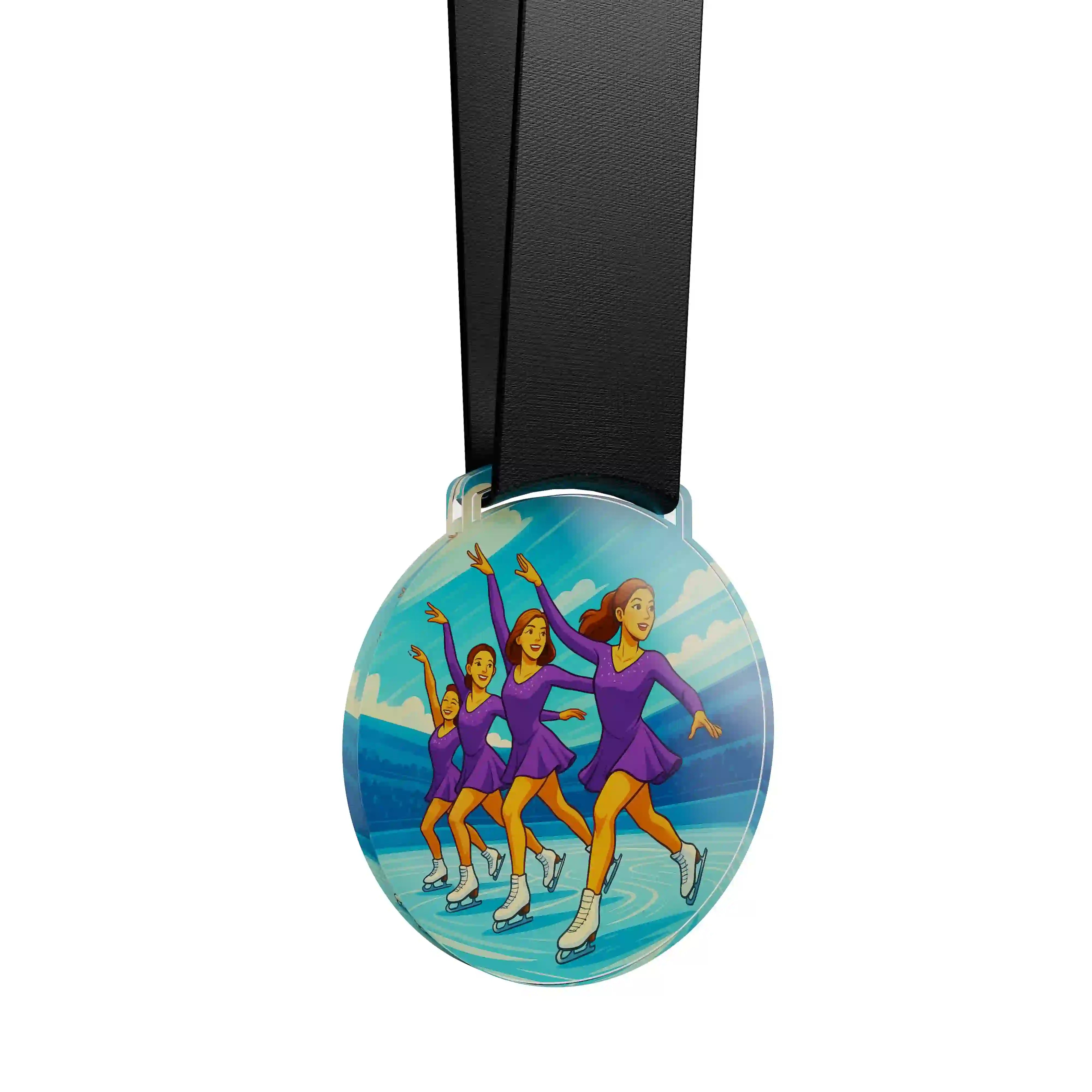 médaille acrylique d'un groupe faisant du patinage artistique 