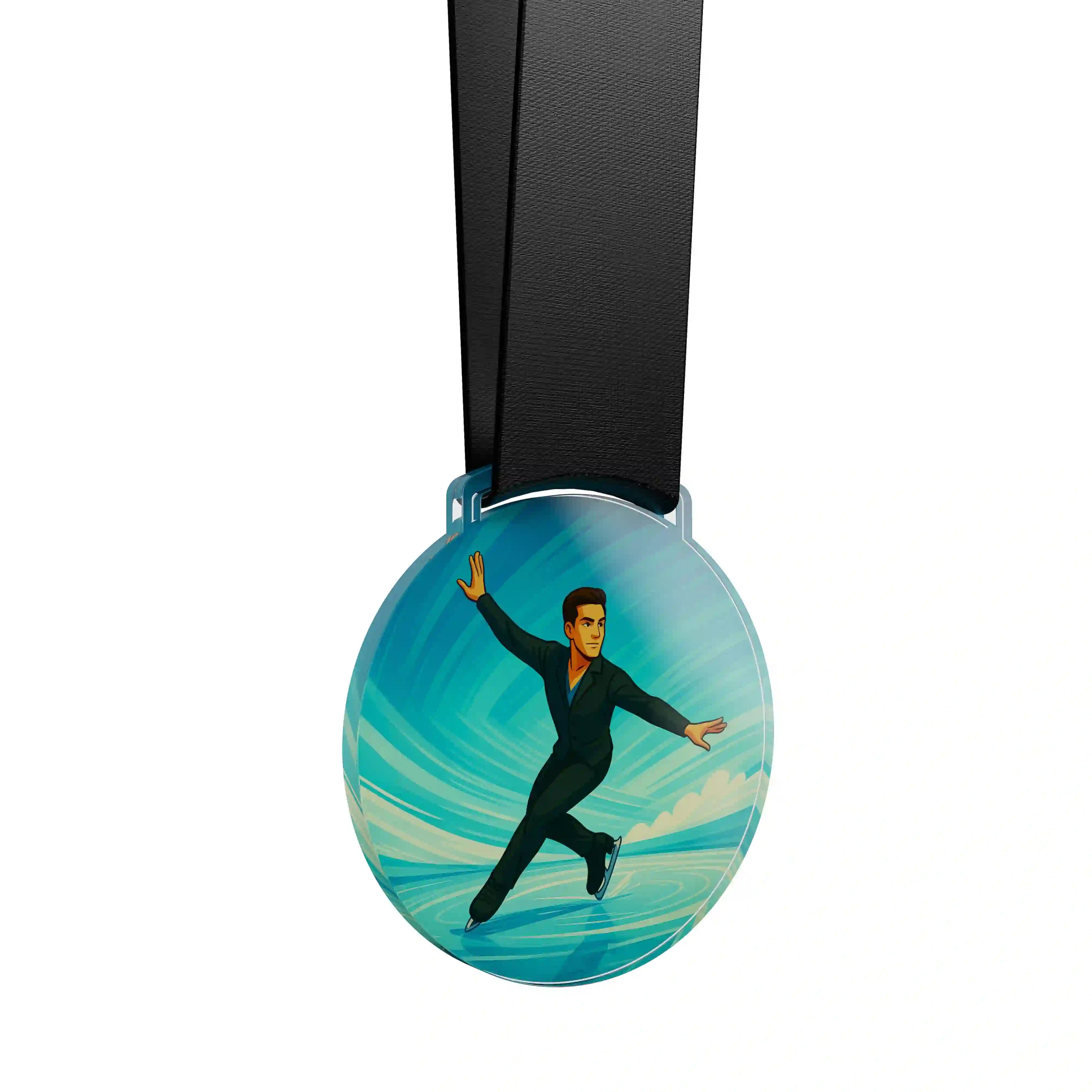 médaille acrylique d'un homme faisant du patinage artistique 