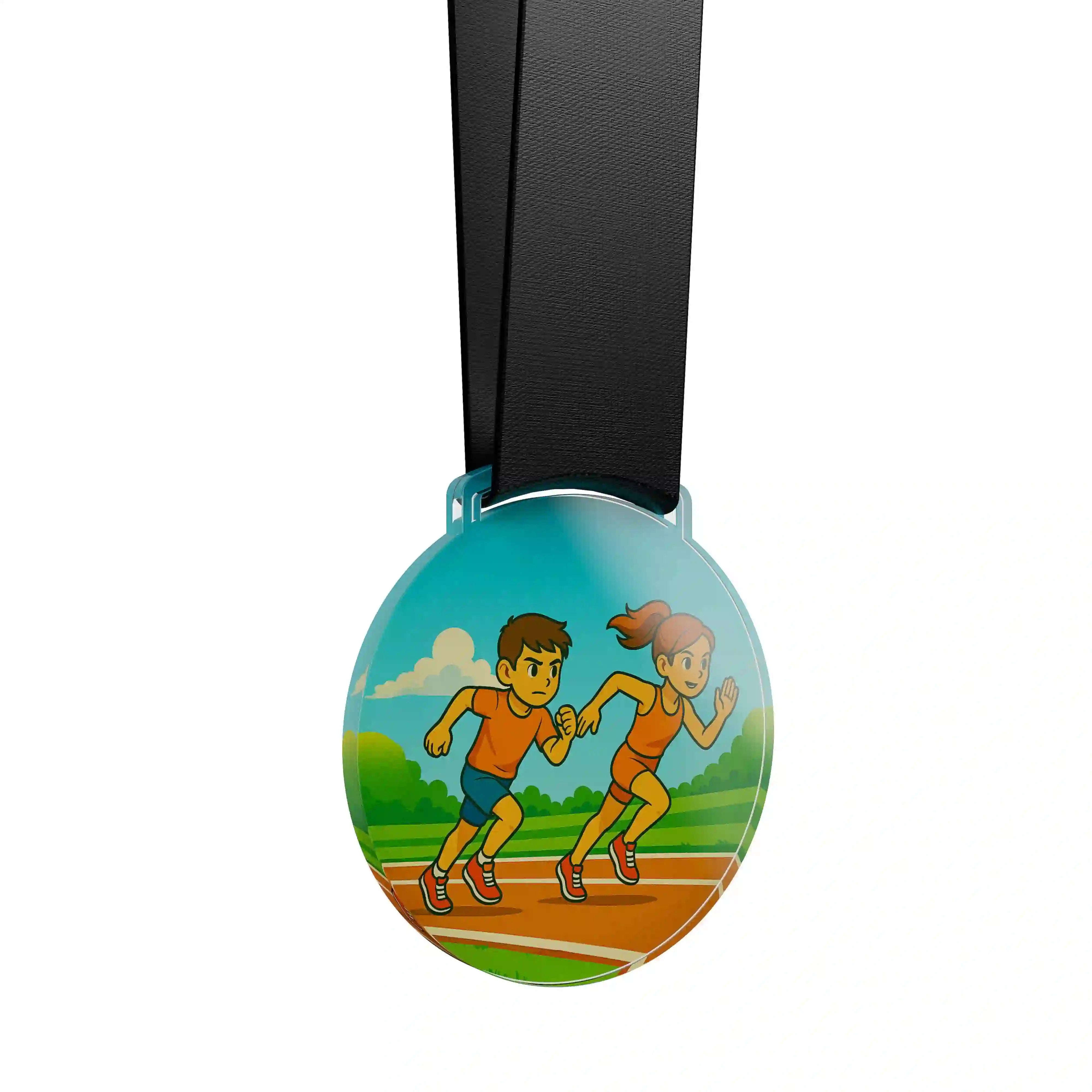 médaille acrylique d'enfants sprintant
