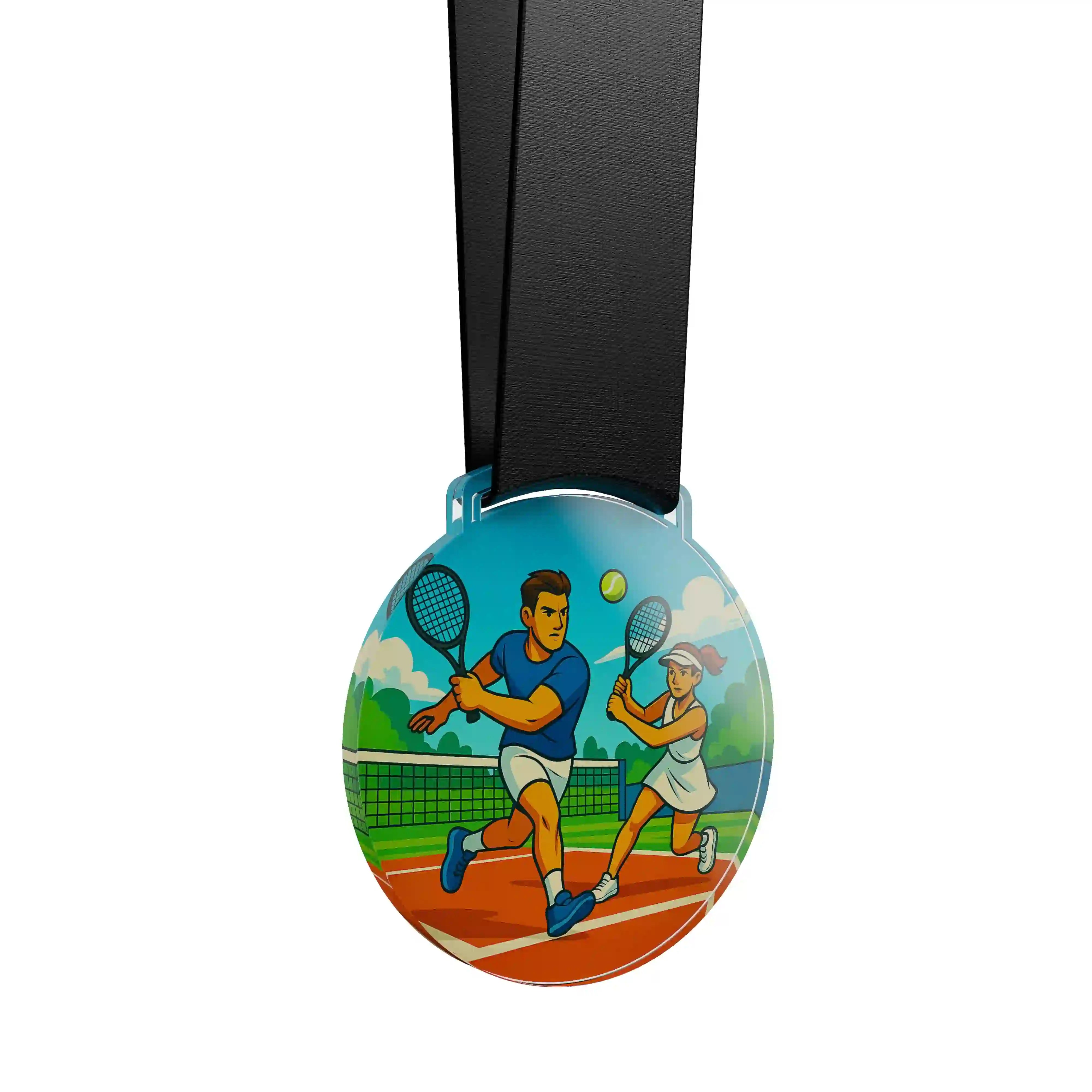 médaille acrylique d'adultes faisant du tennis 