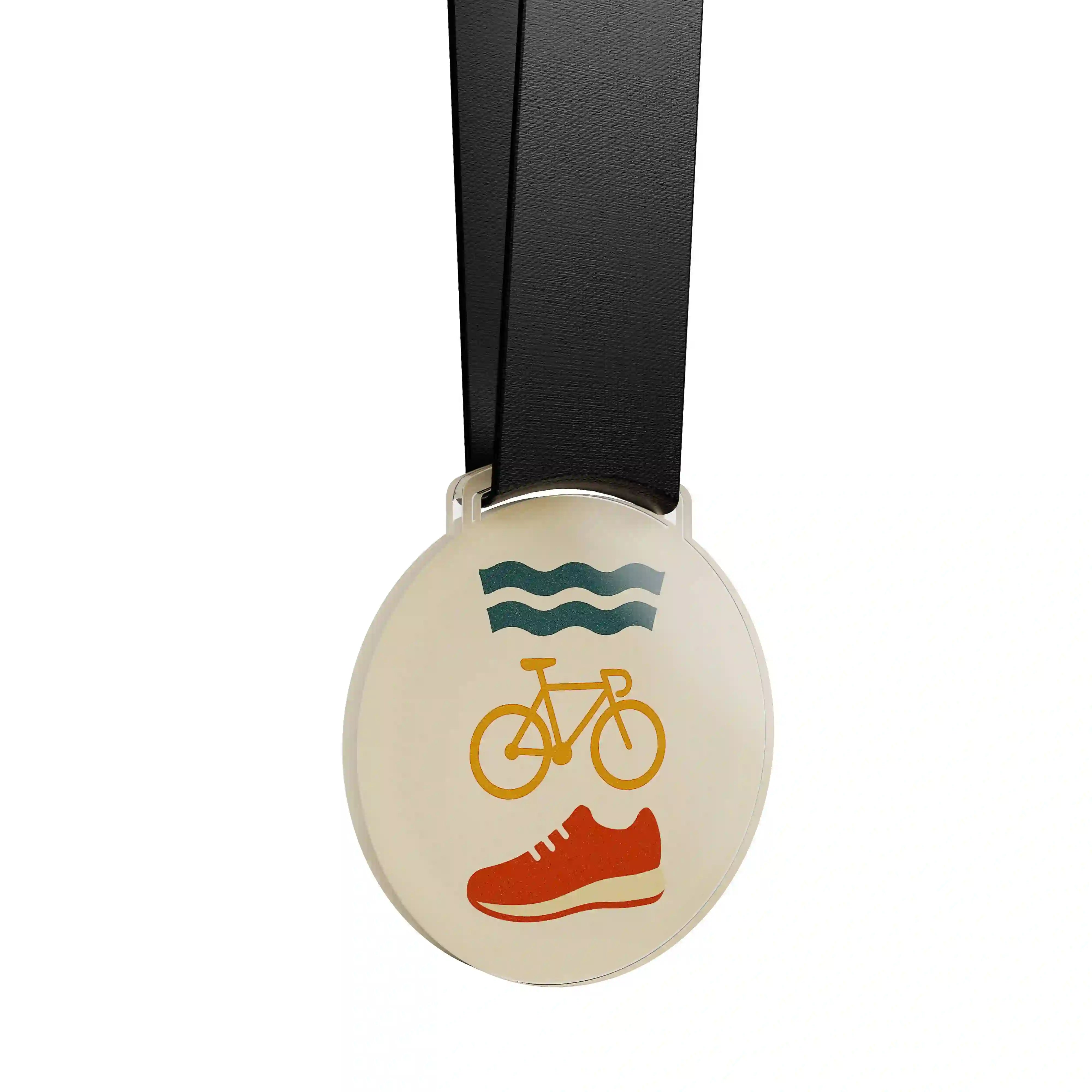 médaille acrylique représentant le triathlon   