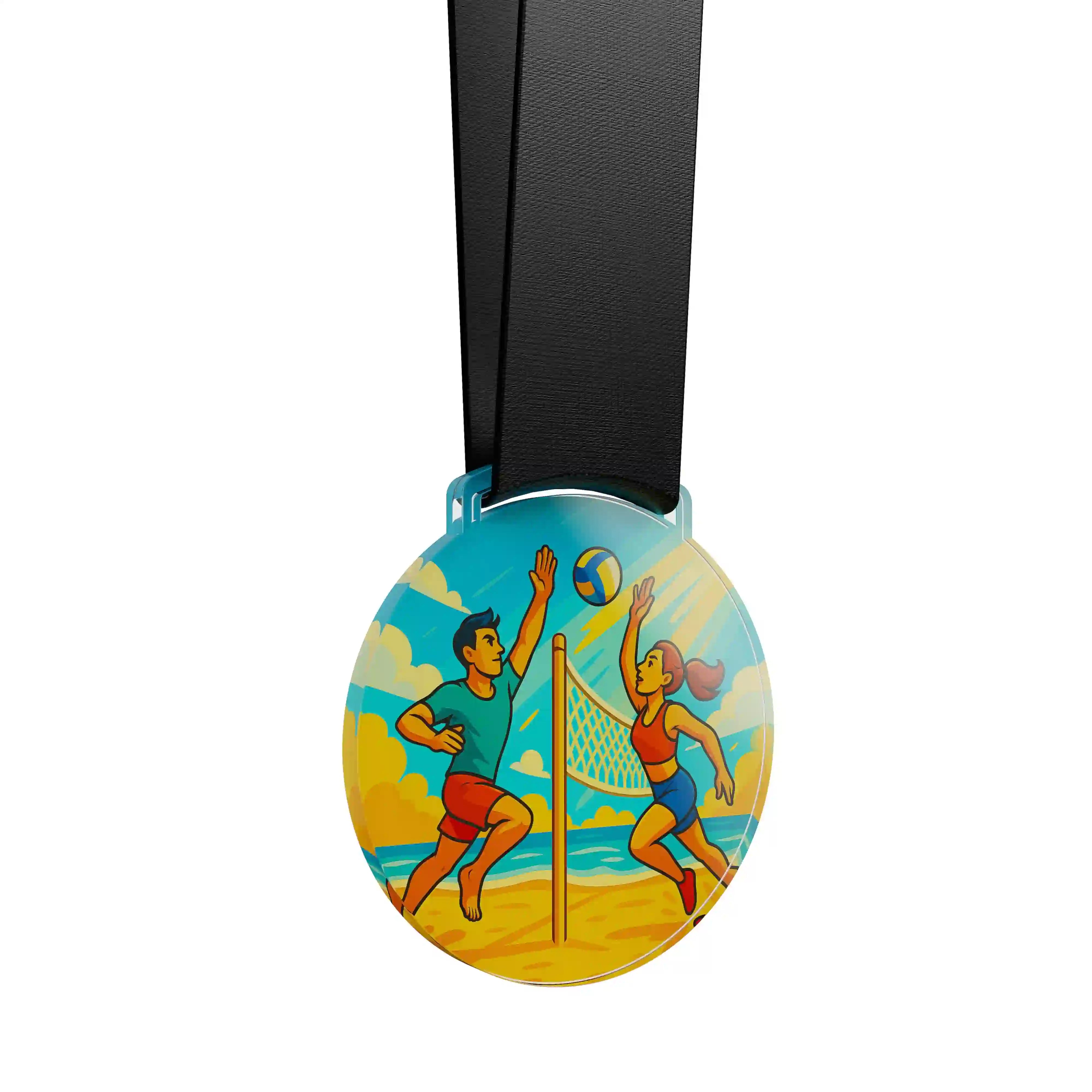 médaille acrylique d'adultes faisant du volley 
