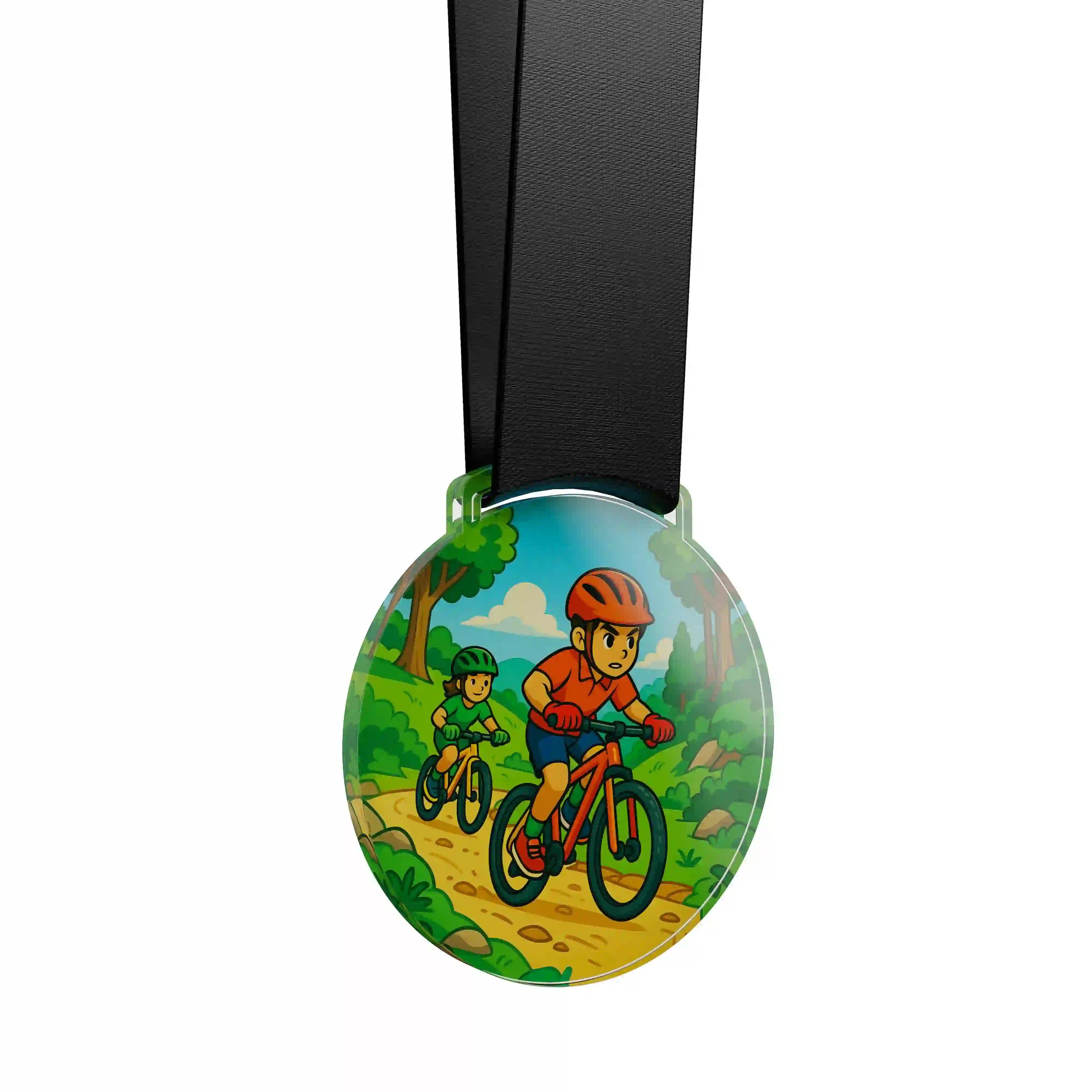 médaille acrylique d'enfants faisant duVTT