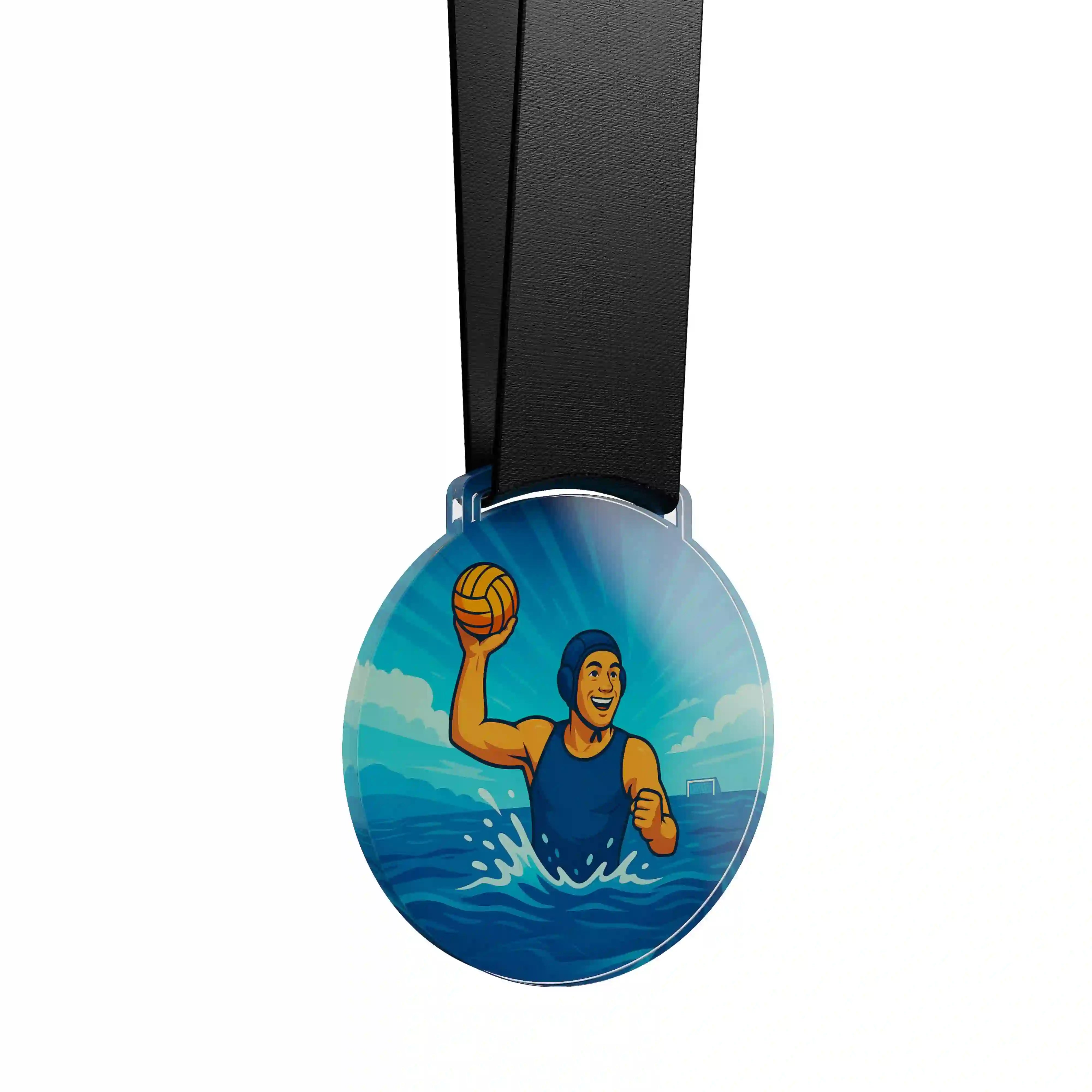médaille acrylique d'un homme faisant du water polo