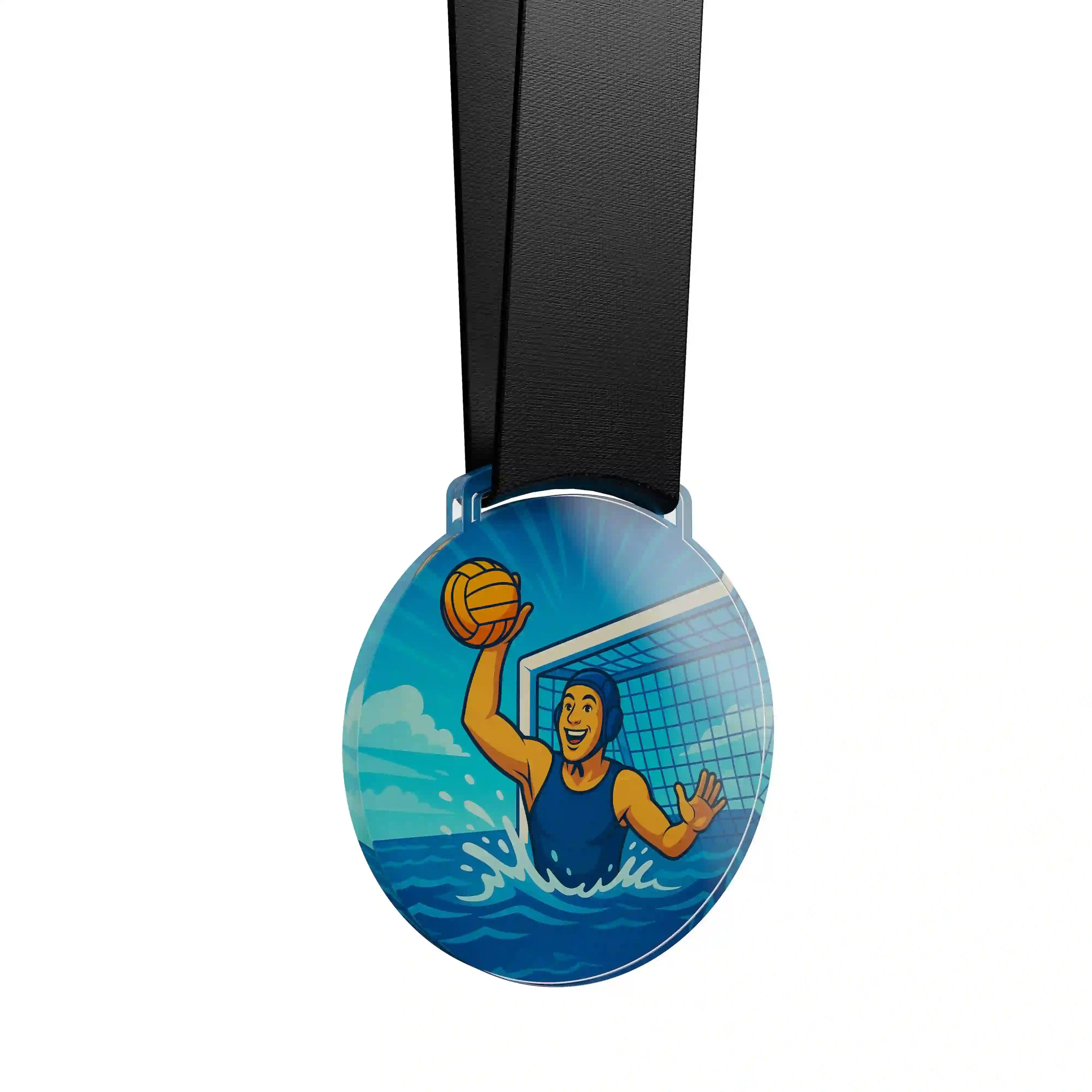 médaille acrylique d'un homme faisant du water polo