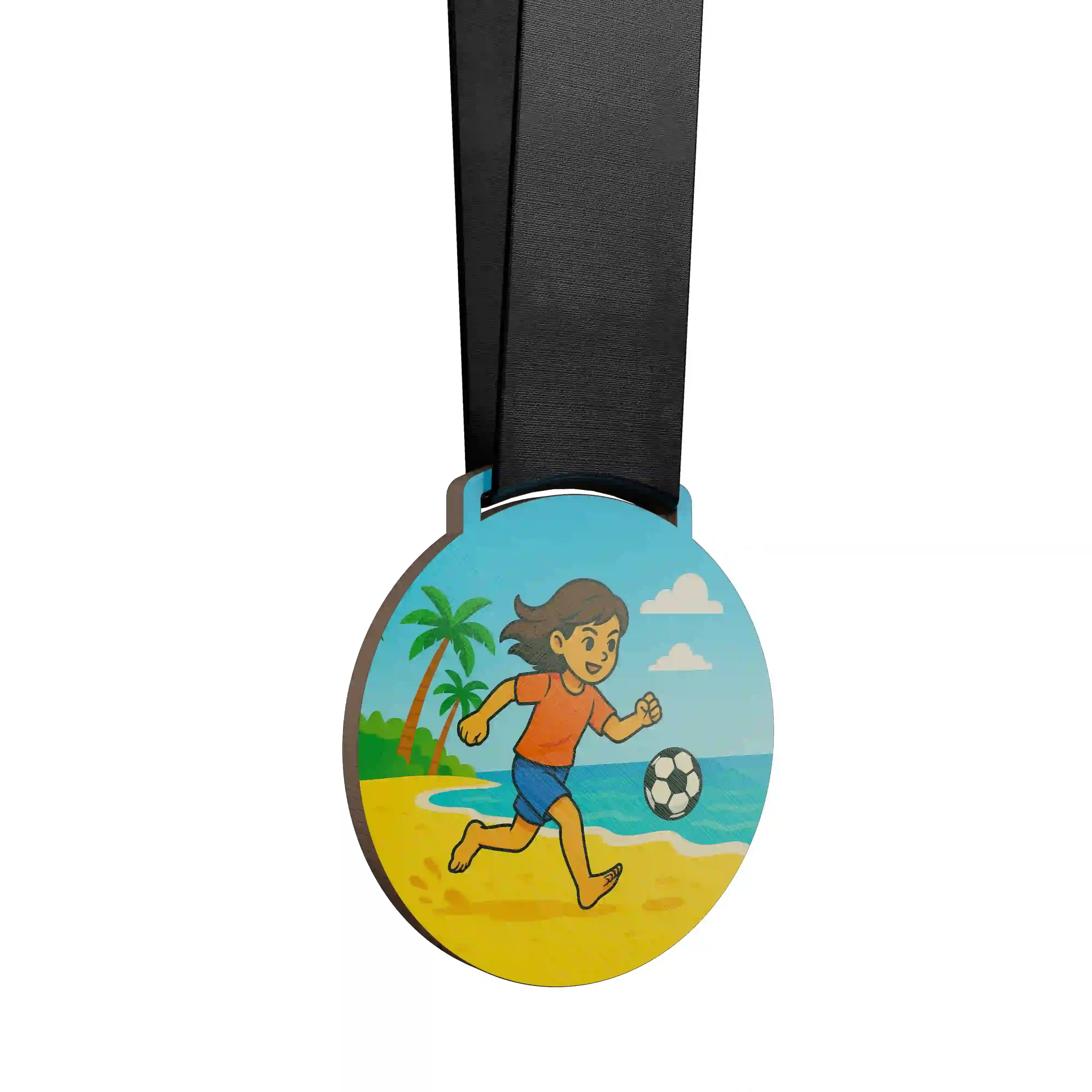 médaille d'une jeune fille jouant au beach soccer