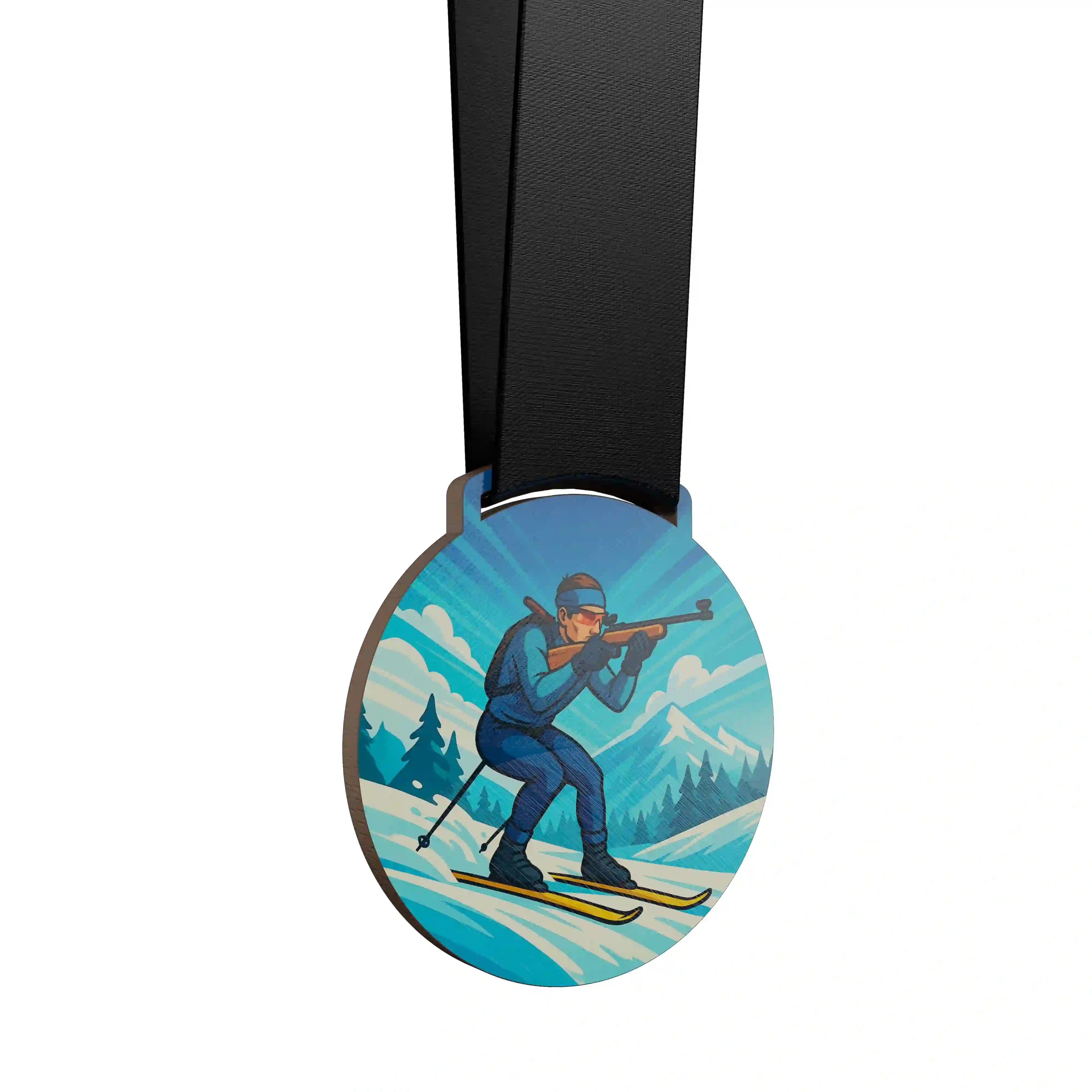 Homme faisant du biathlon en pleine nature