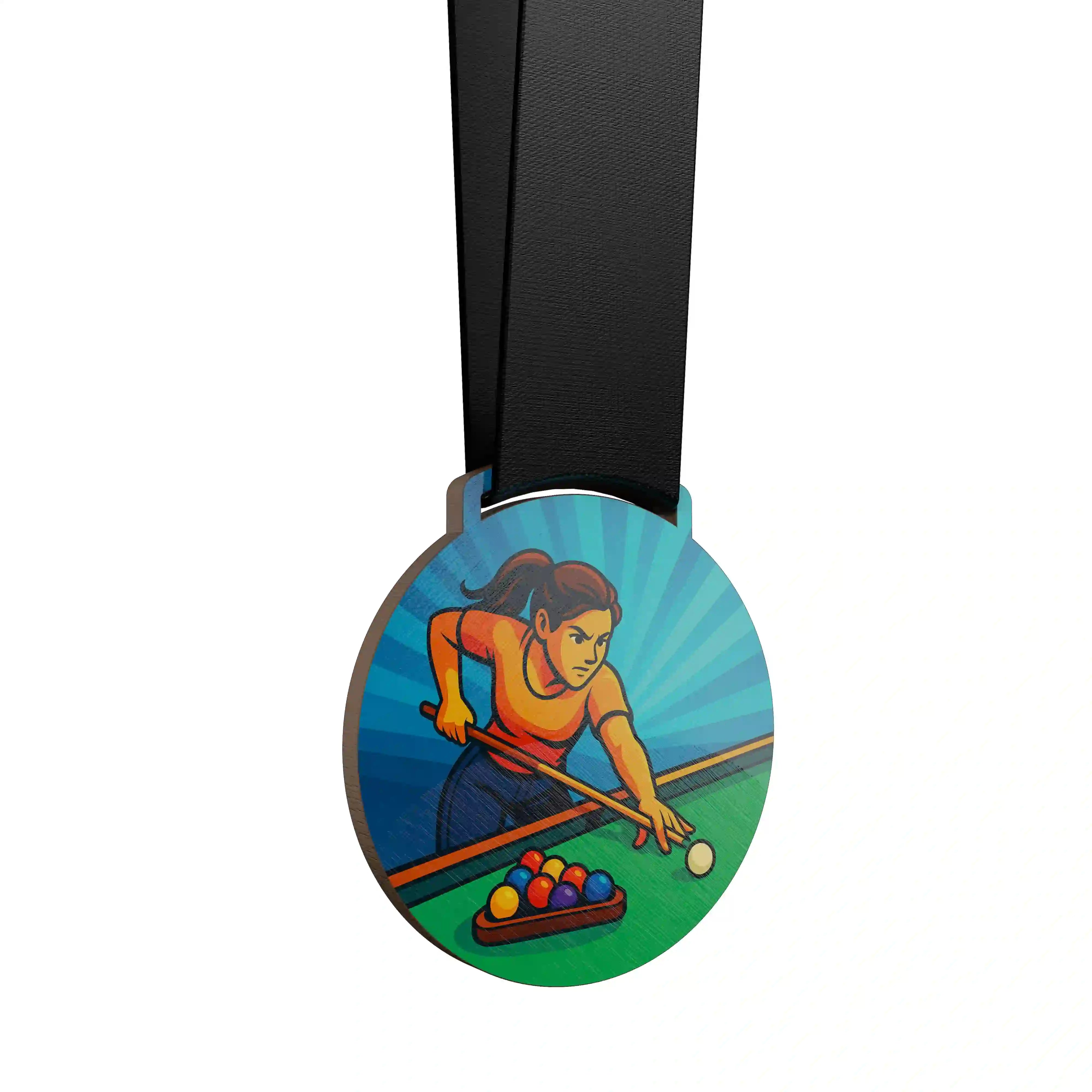 Femme en train de viser au billard