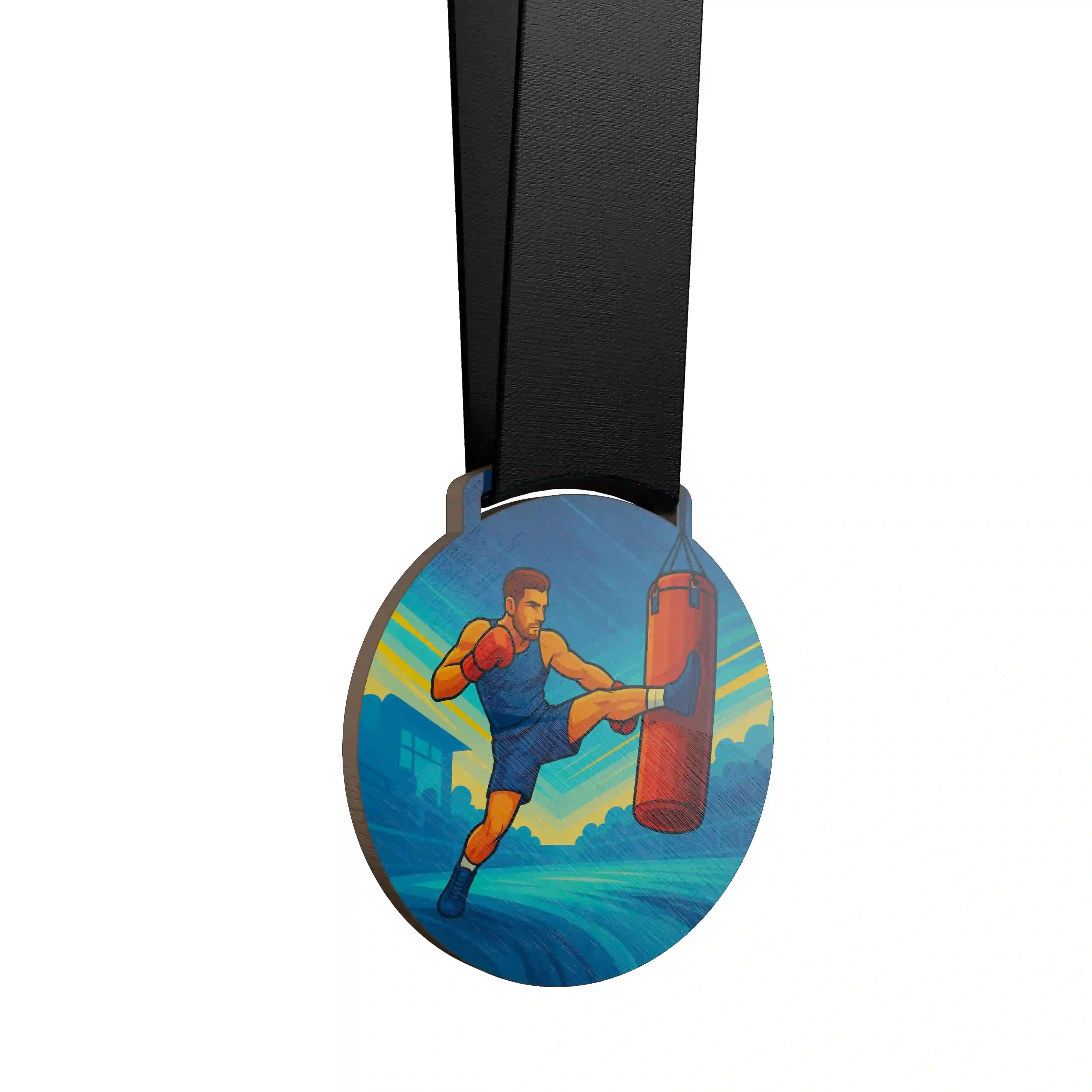 Boxeur donnant un coup de pied dans un sac de frappe