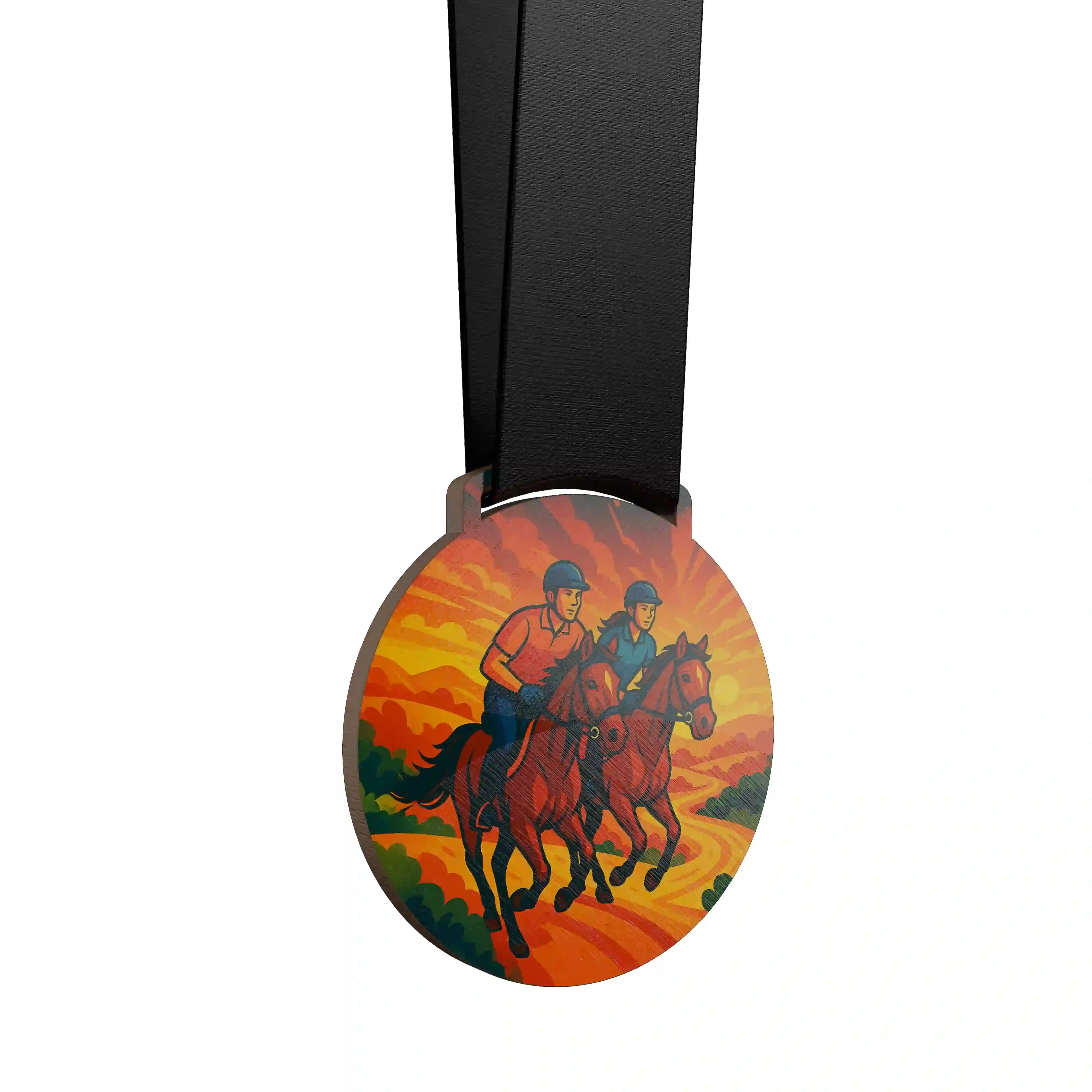 Deux cavaliers adultes galopant côte à côte.