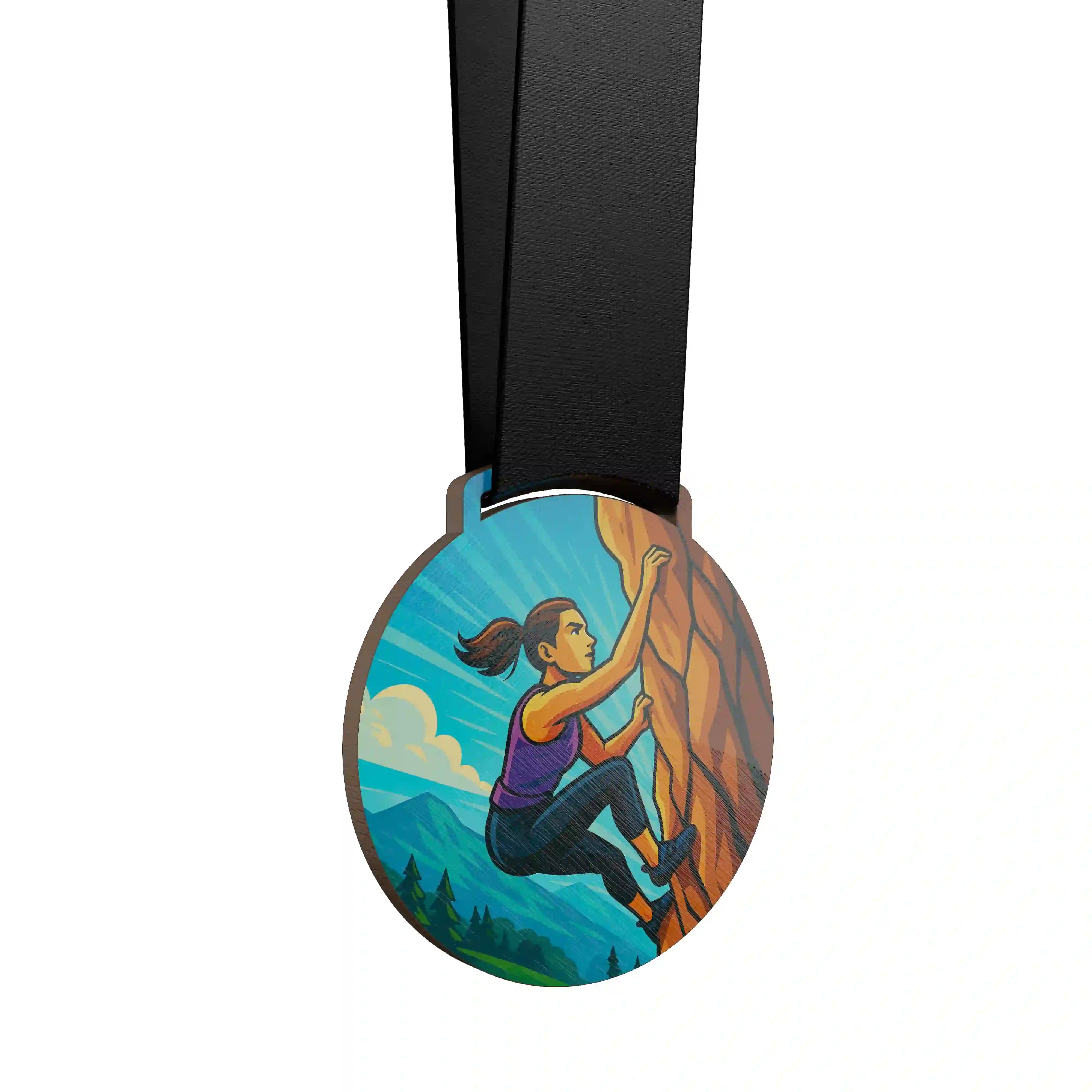 Femme escaladant une paroi rocheuse. 
