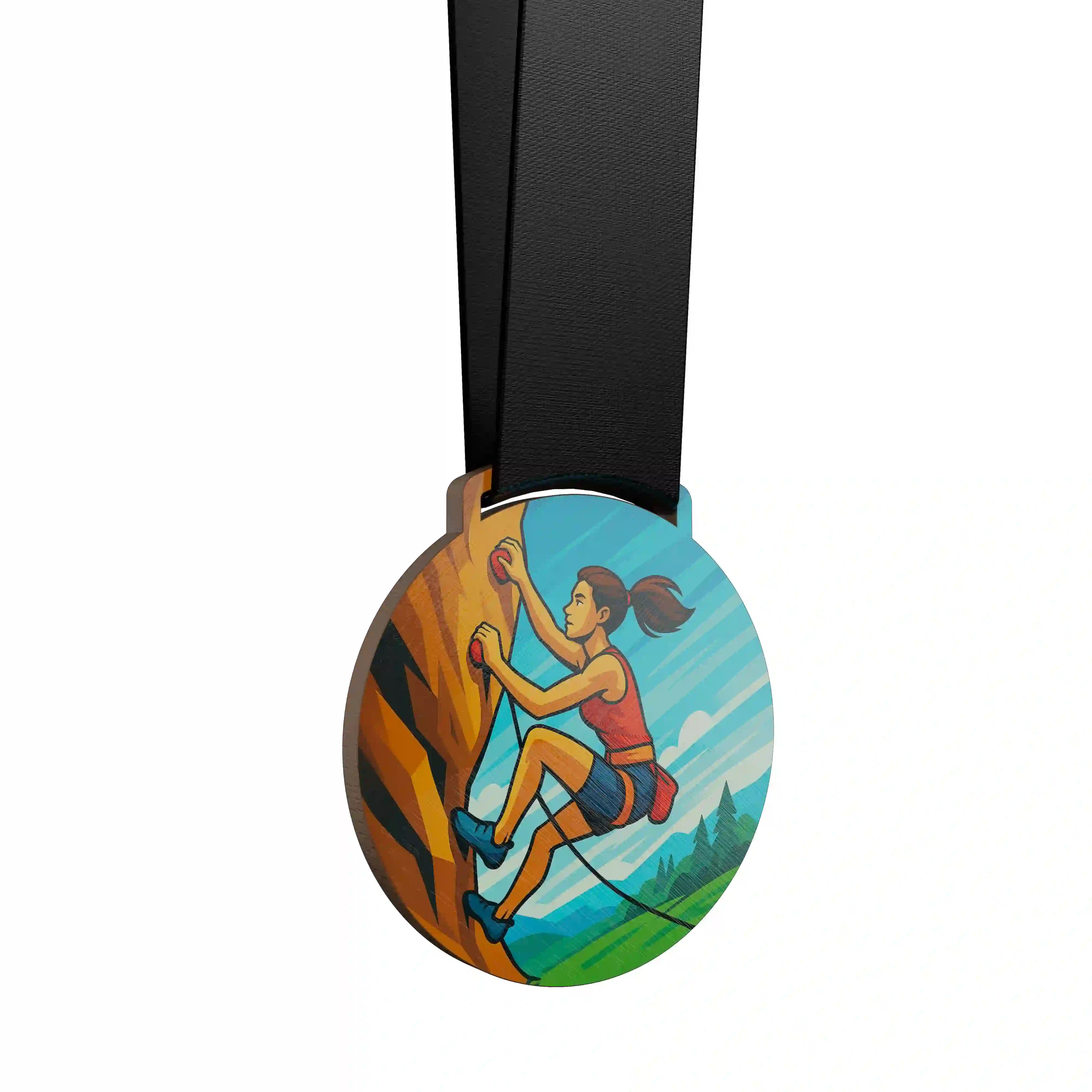 Femme escaladant une falaise en assurage.
