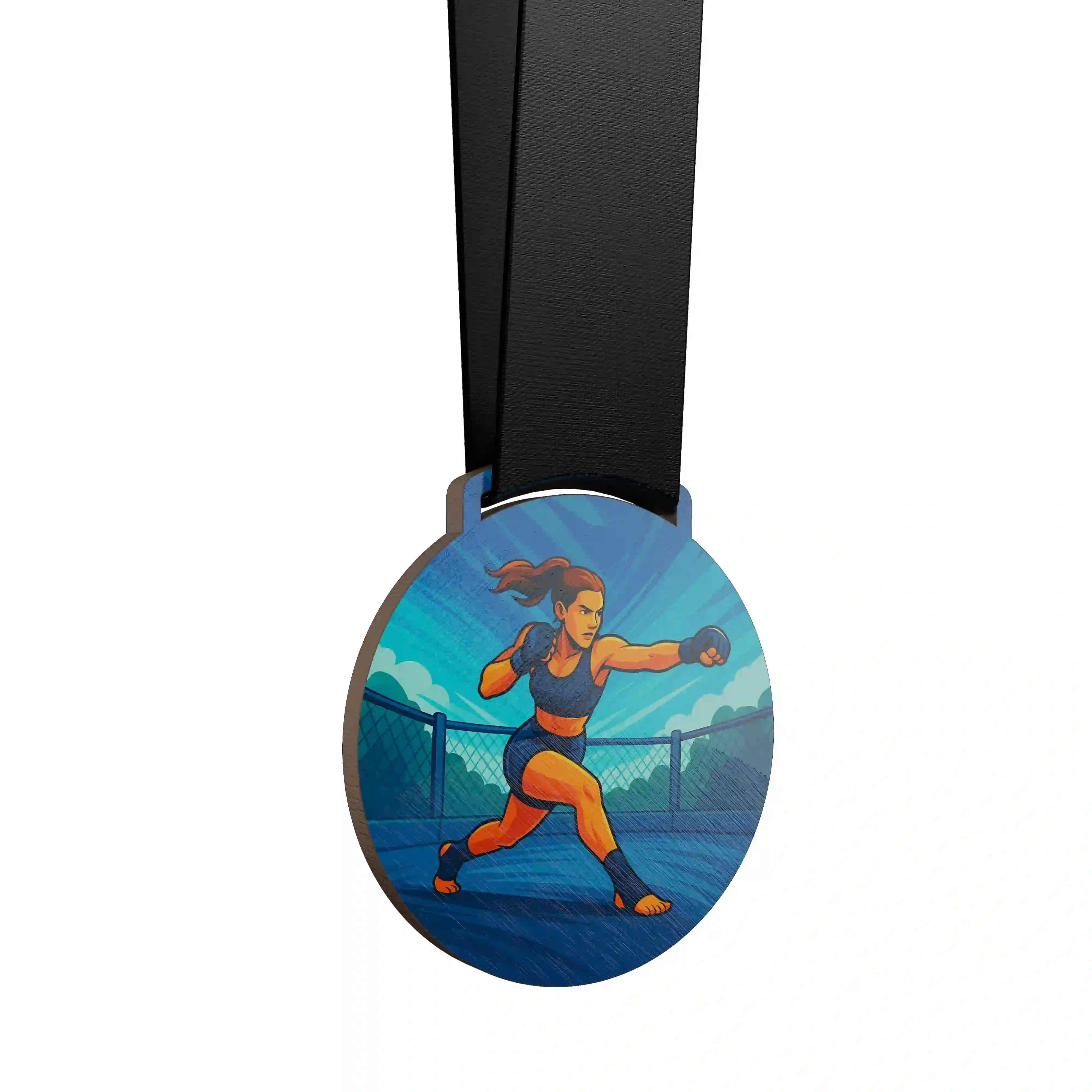 médaille d'une femme faisant du mma
