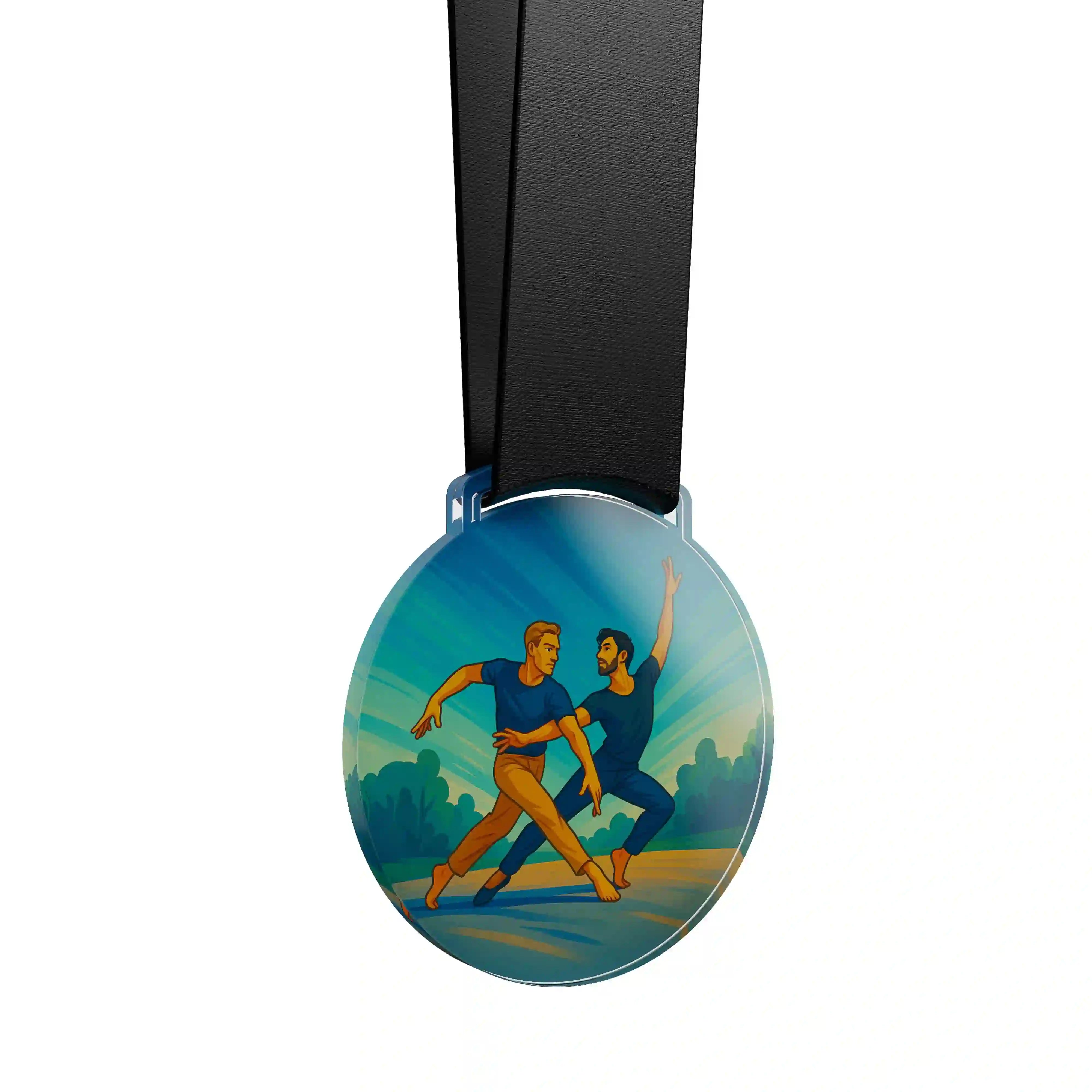 médaille en acrylique de deux hommes faisant de la danse contemporaine