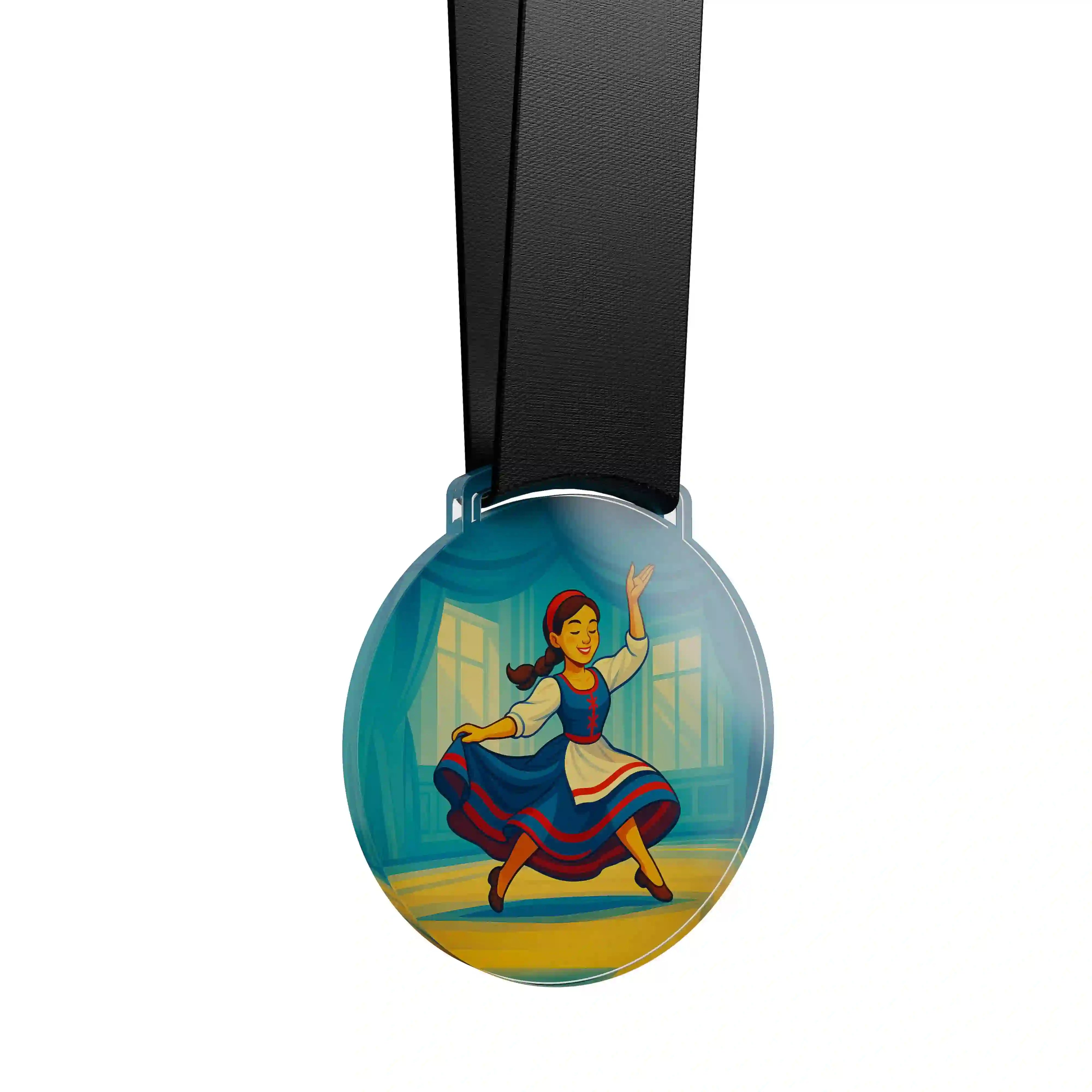 médaille en acrylique d'une danseuse folklorique
