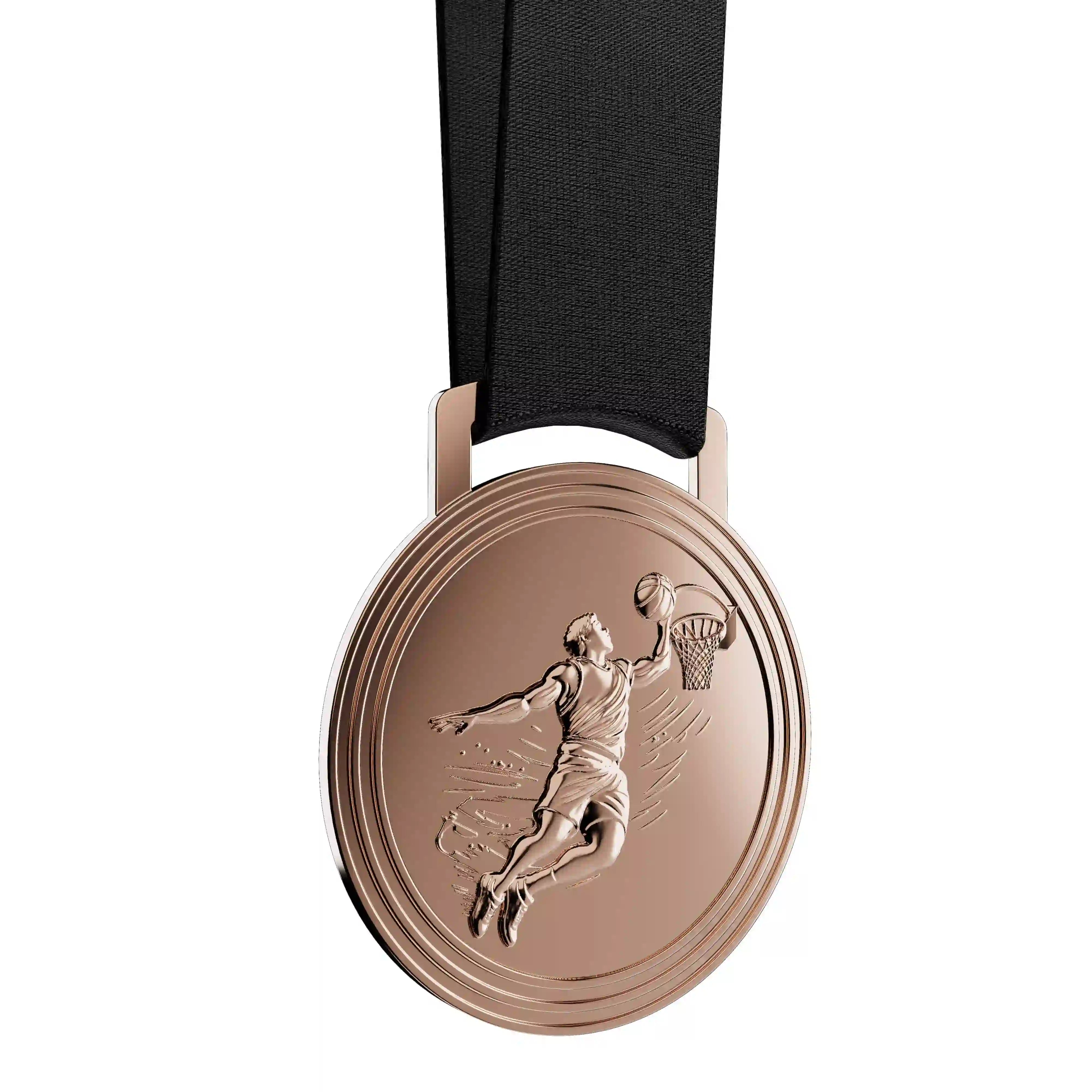 médaille bronze d'un joueur de basketball mettant un panier