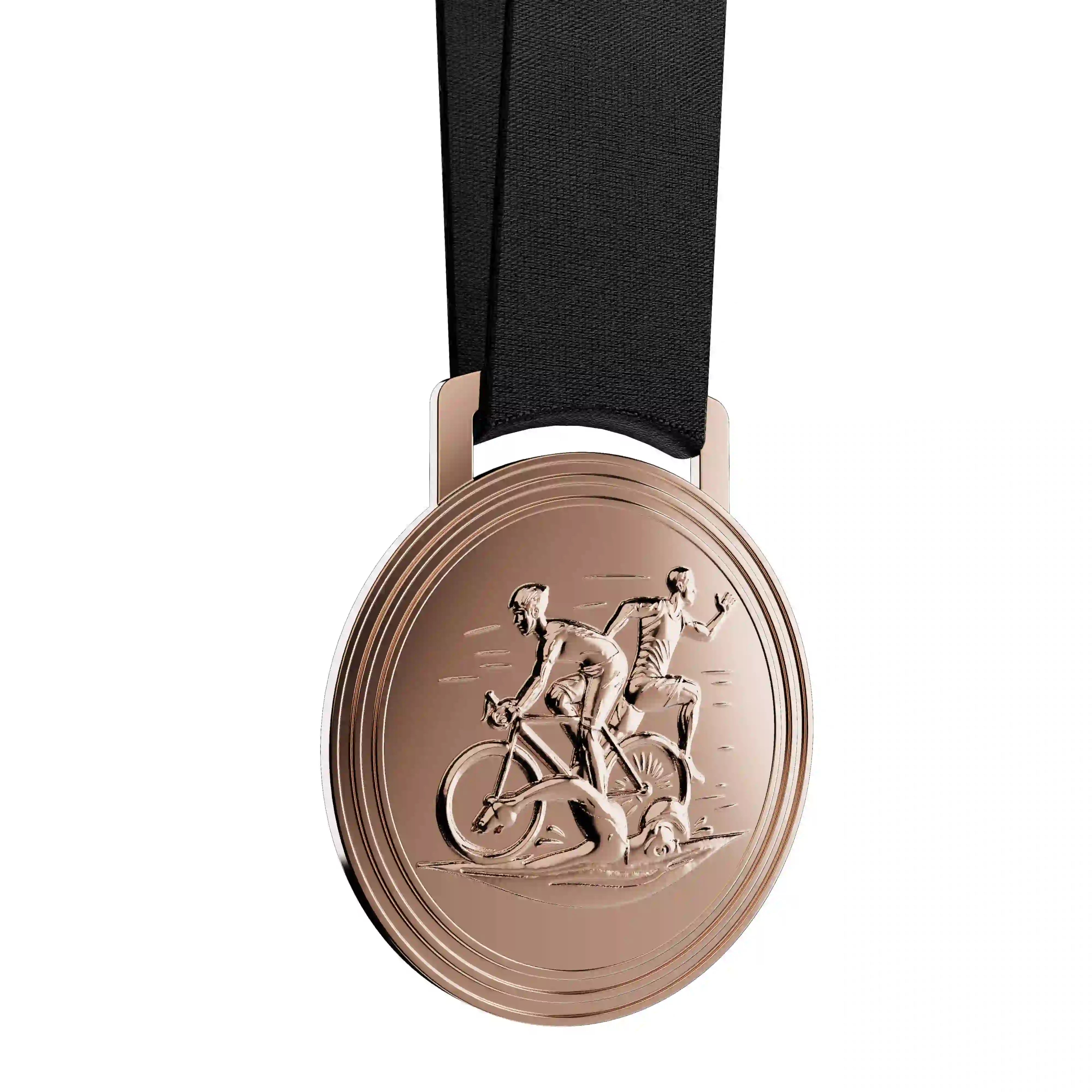 médaille en bronze montrant un triathlon