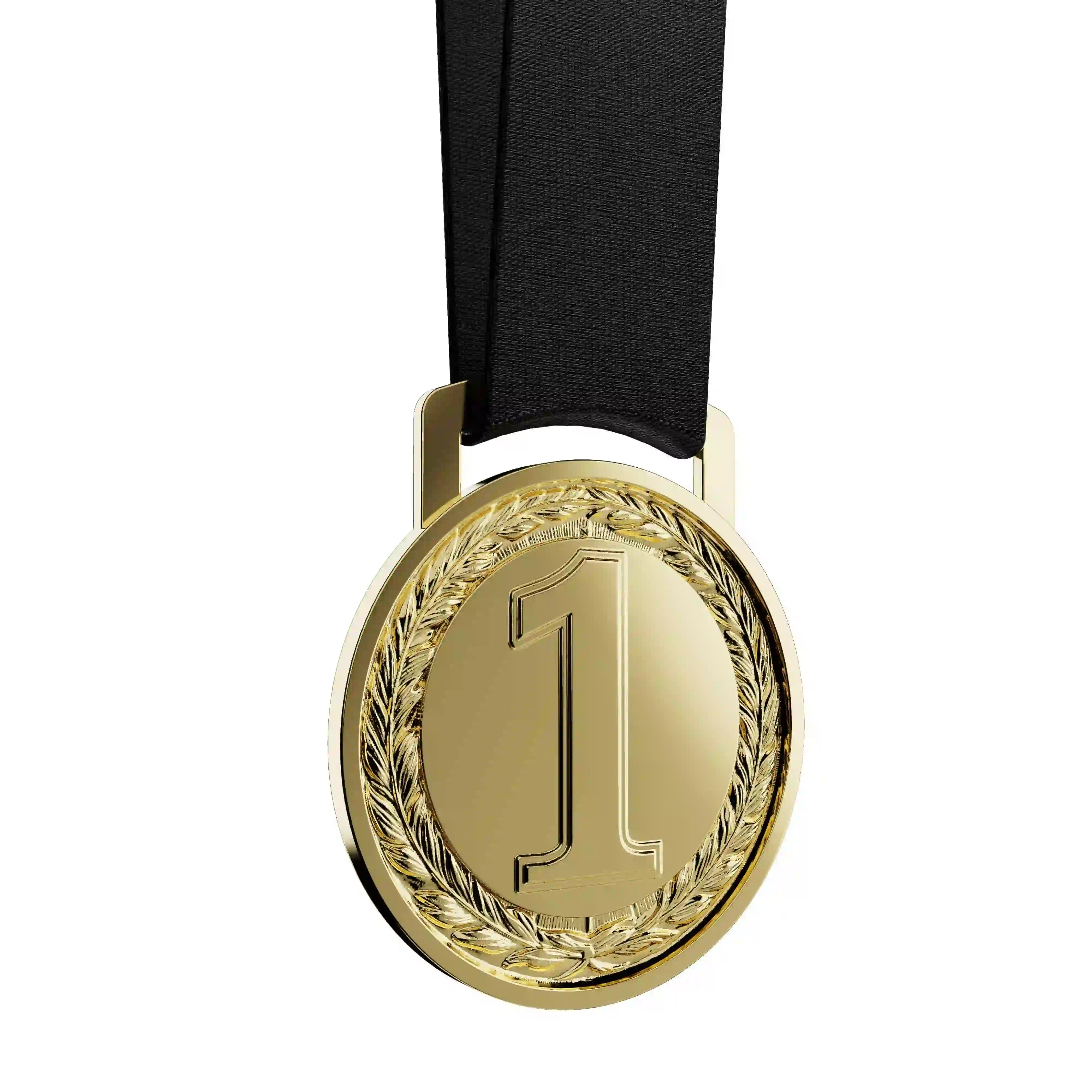 médaille or pour le premier avec du laurier