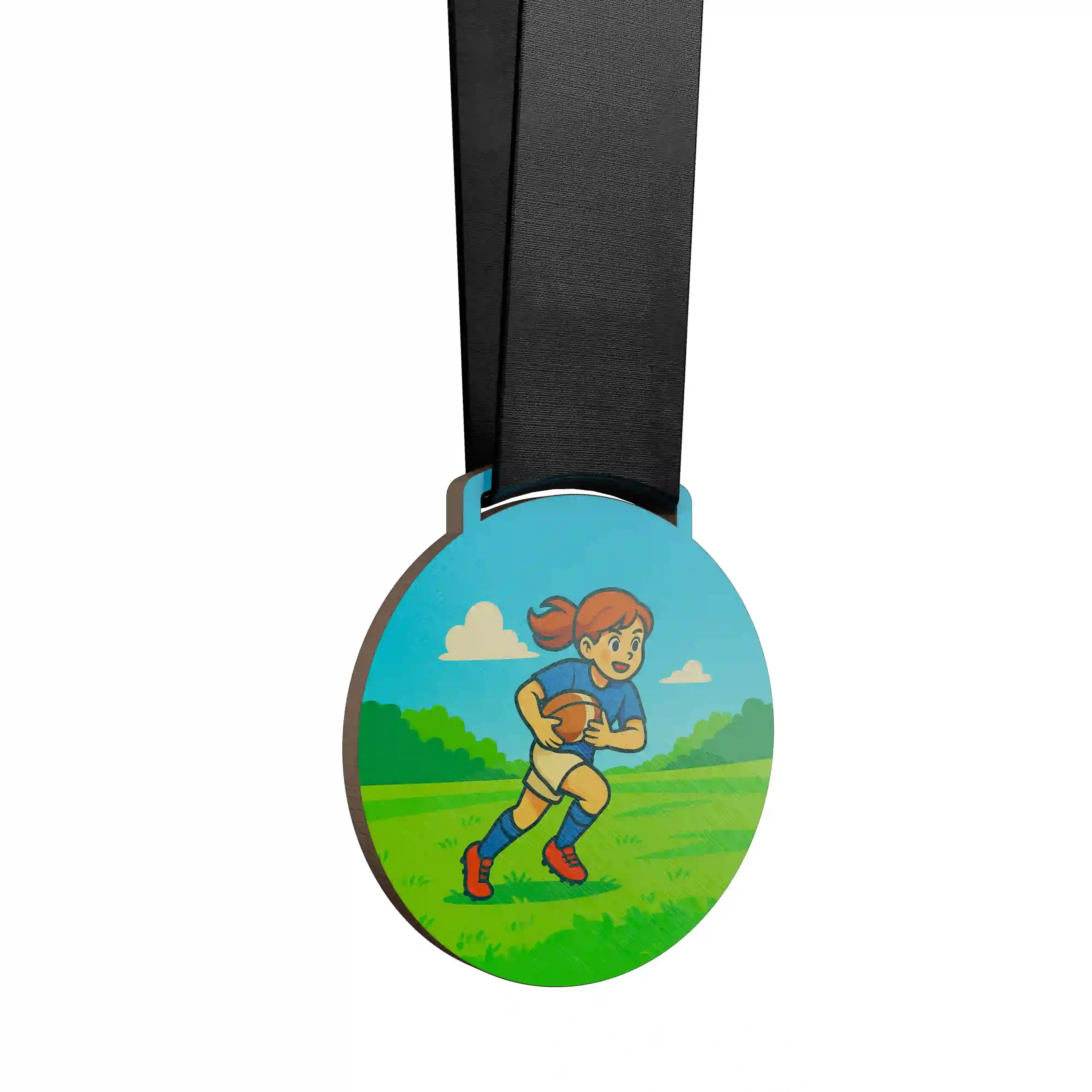 Médaille rugby fille personnalisable